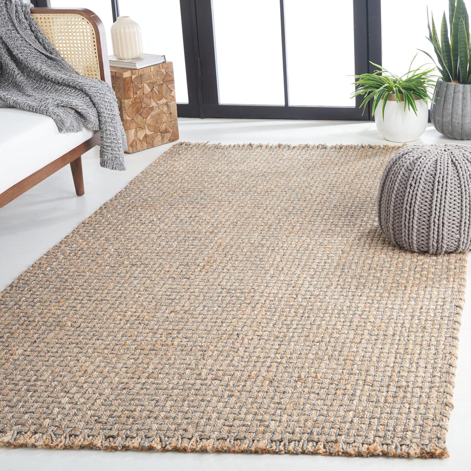 image:imageSAFAVIEH Area Rug 8x10 Natural Fiber Collection Large Natural amp Grey Handmade Wool amp Jute Ideal for Living Room Bedroom Dining Space NF814ANaturalGrey