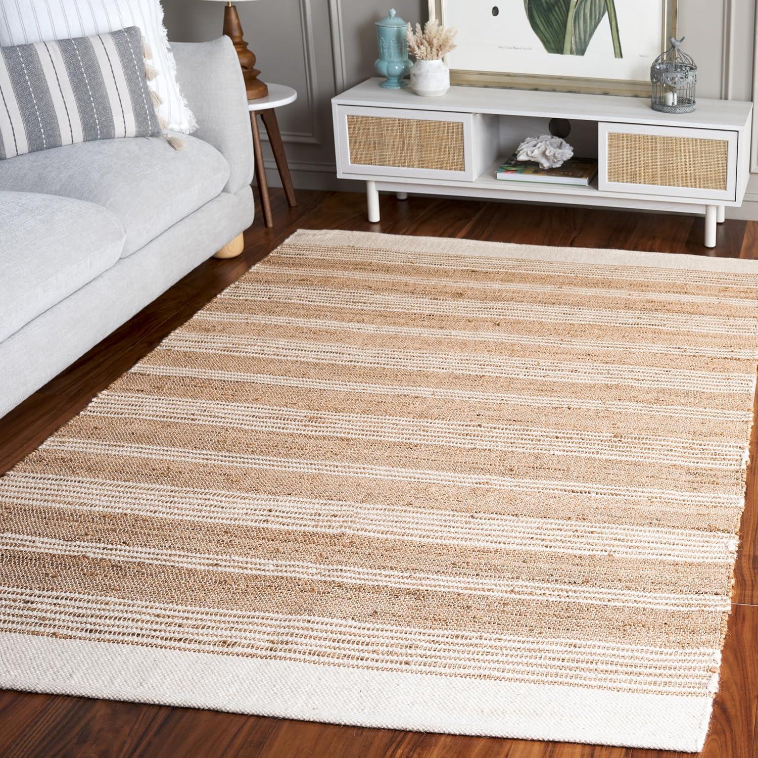 image:imageSAFAVIEH Area Rug 8x10 Natural Fiber Collection Large Natural amp Ivory Handmade Jute Ideal for Living Room Bedroom Dining Space NF608ANaturalIvory