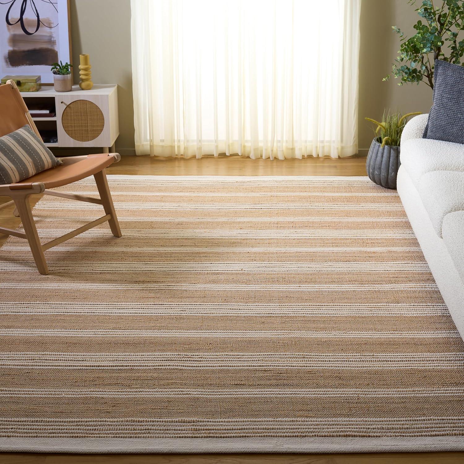 image:imageSAFAVIEH Area Rug 8x10 Natural Fiber Collection Large Natural amp Ivory Handmade Jute Ideal for Living Room Bedroom Dining Space NF608ANaturalIvory