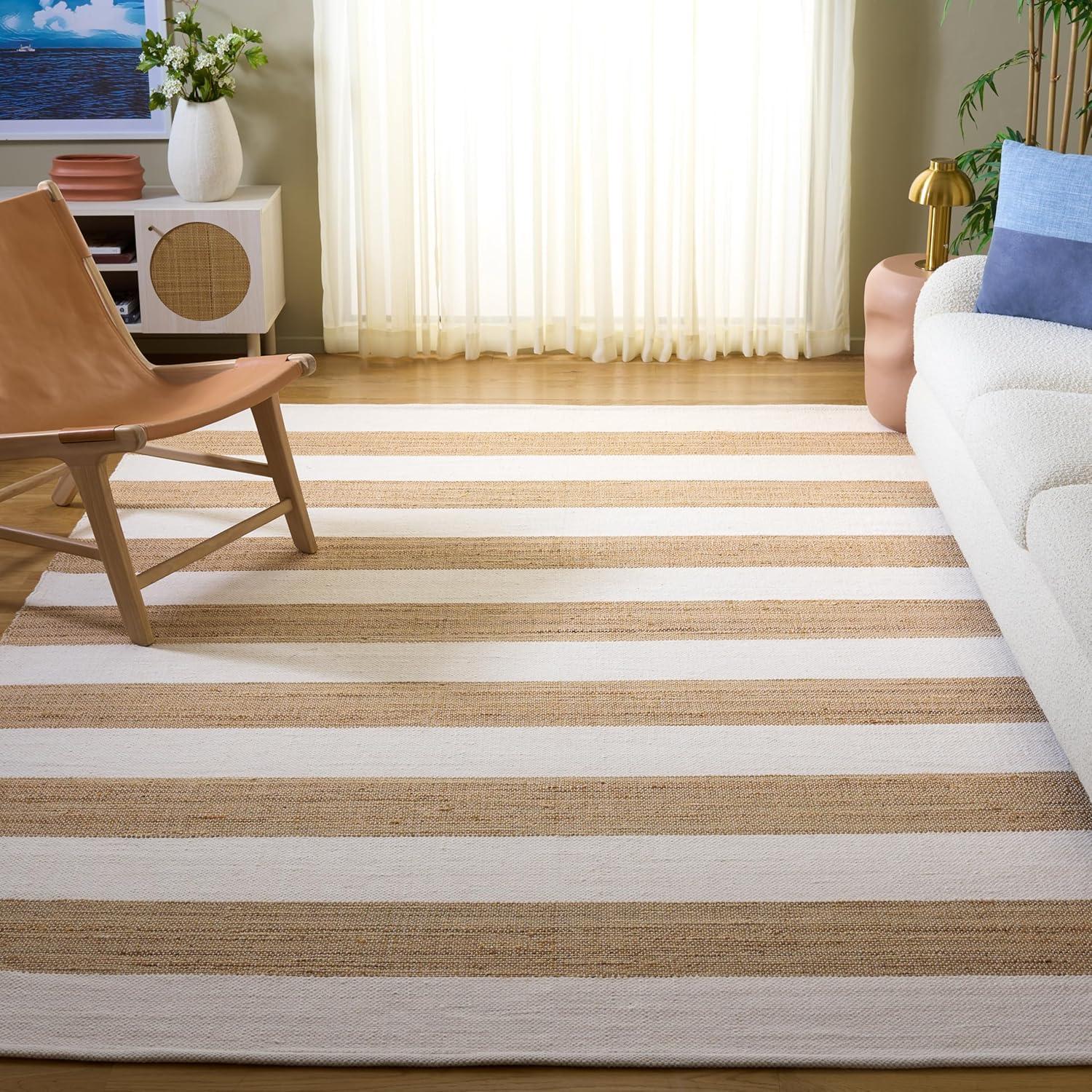 image:imageSAFAVIEH Area Rug 8x10 Natural Fiber Collection Large Natural amp Ivory Handmade Jute Ideal for Living Room Bedroom Dining Space NF609ANaturalIvory