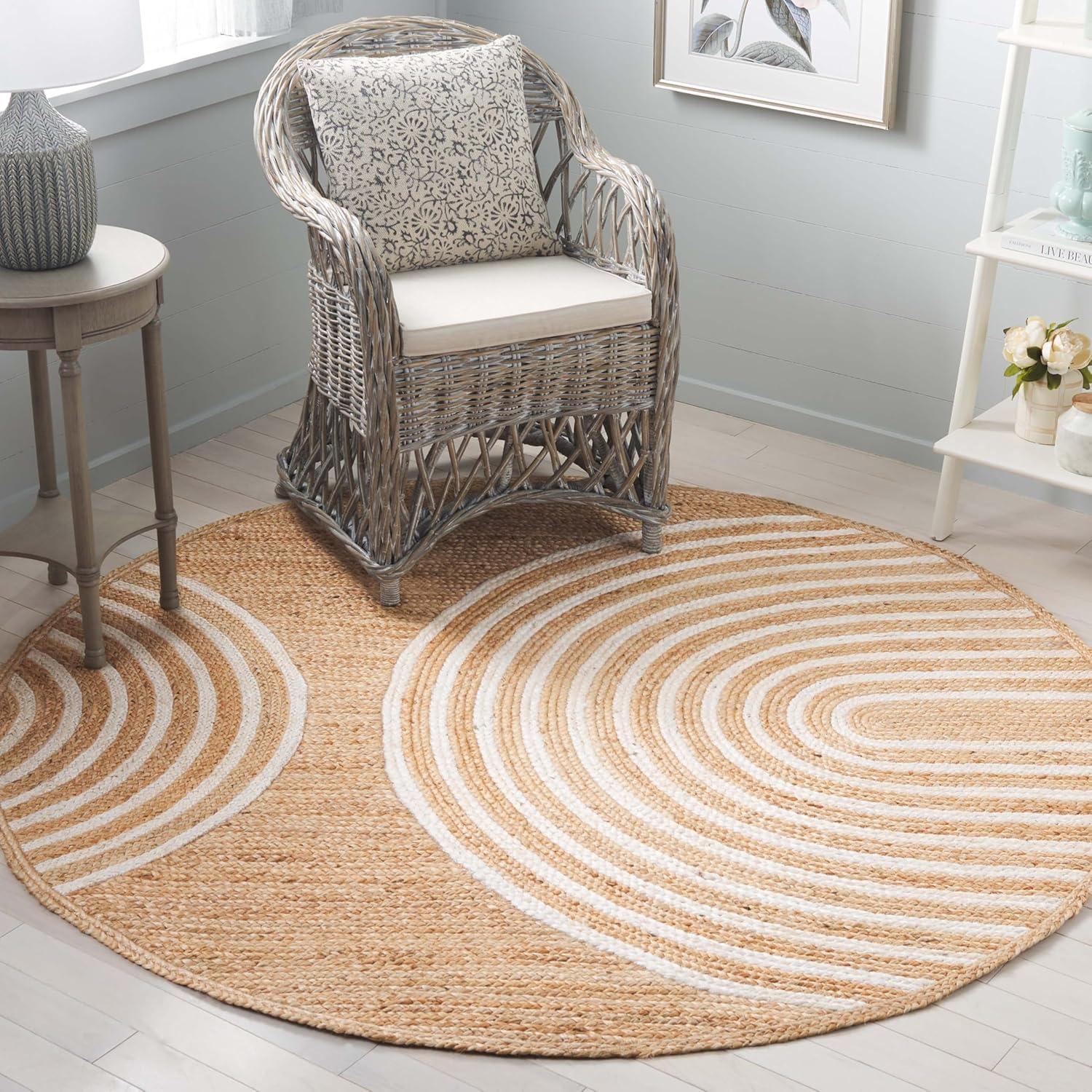image:imageSAFAVIEH Area Rug 8x10 Natural Fiber Collection Large Natural amp Ivory Handmade Jute Rustic Farmhouse Style Ideal for Living Room Bedroom Dining Space NF895ANaturalIvory
