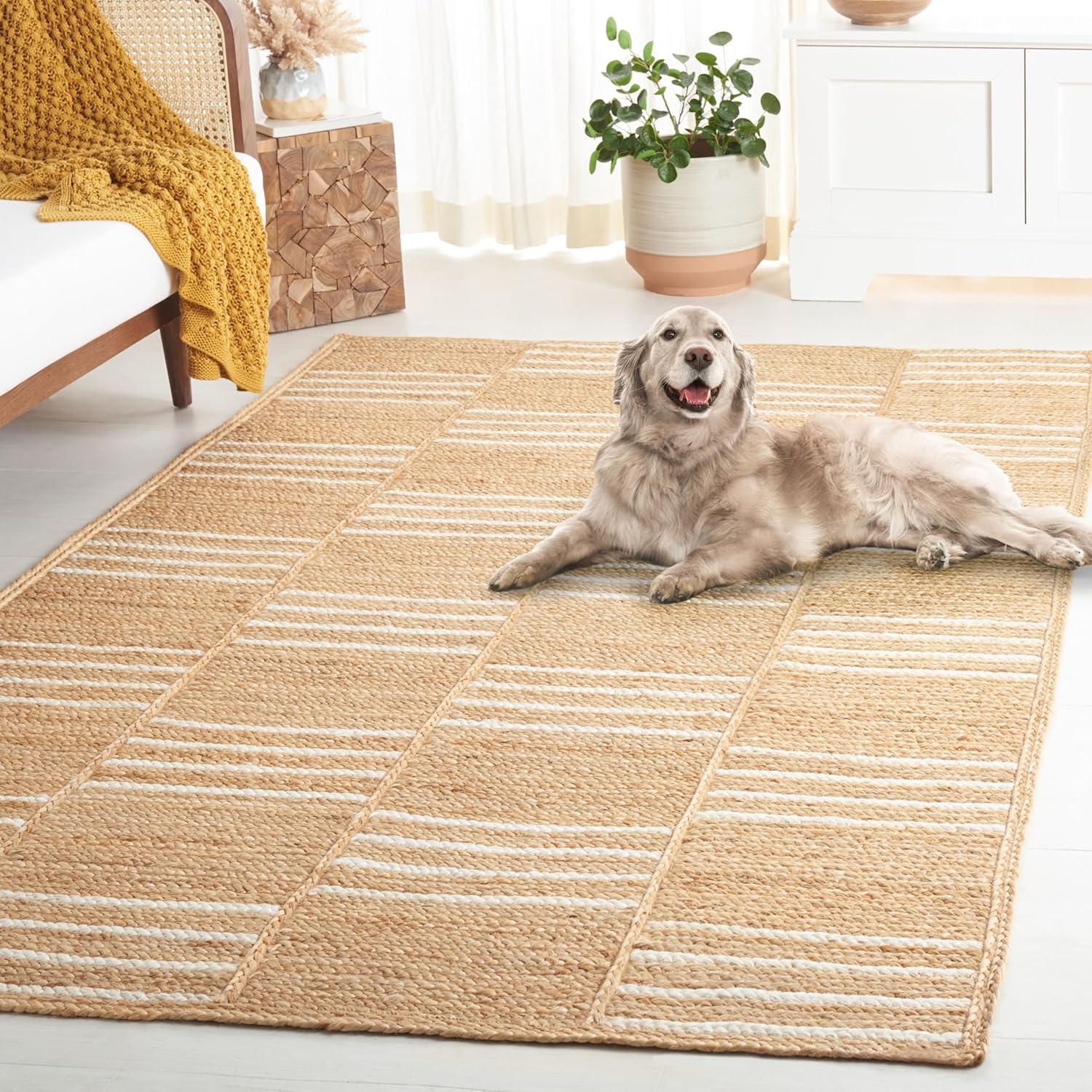 image:imageSAFAVIEH Area Rug 8x10 Natural Fiber Collection Large Natural amp Ivory Handmade Jute Rustic Farmhouse Style Ideal for Living Room Bedroom Dining Space NF891ANaturalIvory