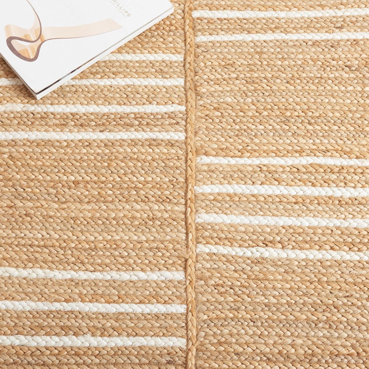 image:imageSAFAVIEH Area Rug 8x10 Natural Fiber Collection Large Natural amp Ivory Handmade Jute Rustic Farmhouse Style Ideal for Living Room Bedroom Dining Space NF891ANaturalIvory