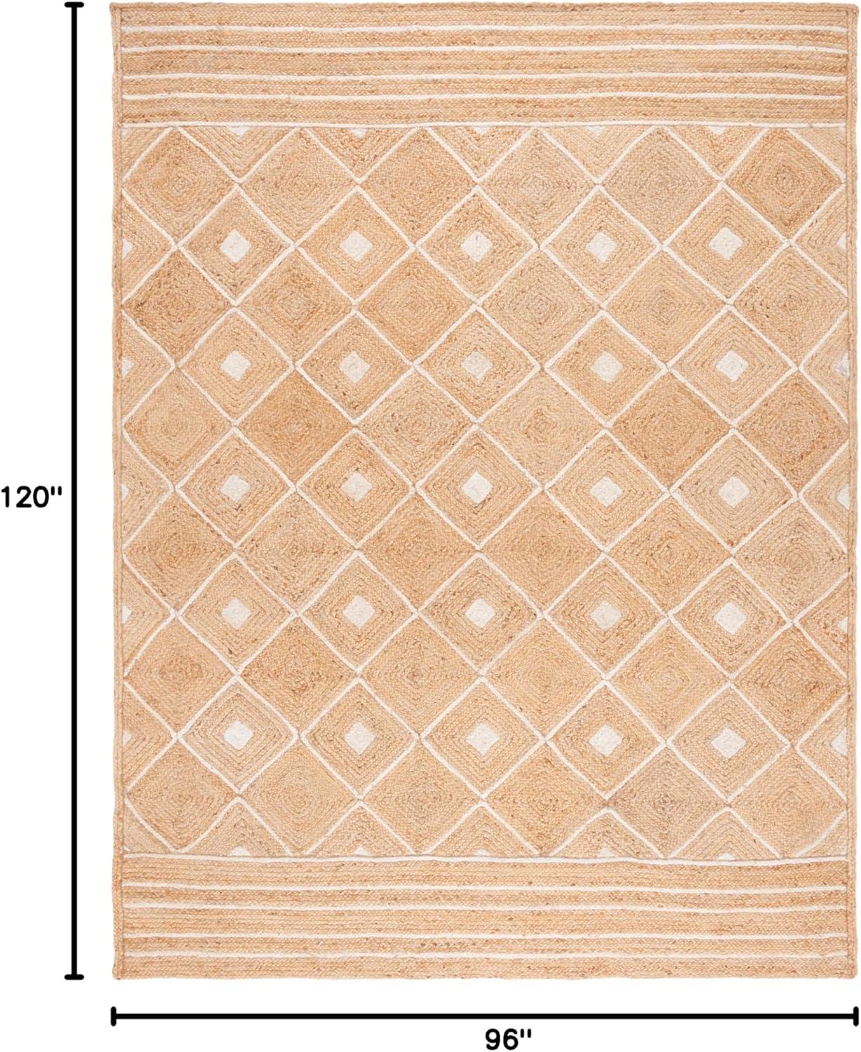 image:imageSAFAVIEH Area Rug 8x10 Natural Fiber Collection Large Natural amp Ivory Handmade Jute Rustic Farmhouse Style Ideal for Living Room Bedroom Dining Space NF893ANaturalIvory