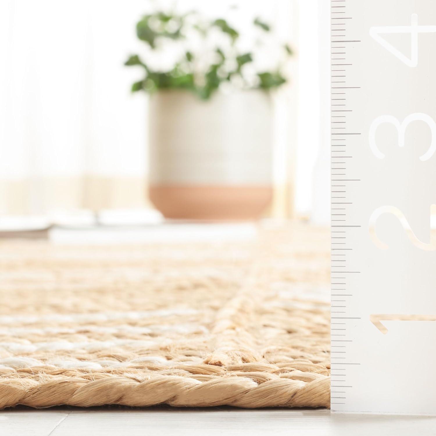 image:imageSAFAVIEH Area Rug 8x10 Natural Fiber Collection Large Natural amp Ivory Handmade Jute Rustic Farmhouse Style Ideal for Living Room Bedroom Dining Space NF891ANaturalIvory