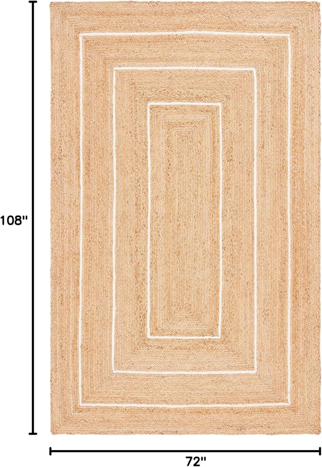 image:imageSAFAVIEH Area Rug 8x10 Natural Fiber Collection Large Natural amp Ivory Handmade Jute Rustic Farmhouse Style Ideal for Living Room Bedroom Dining Space NF892ANaturalIvory