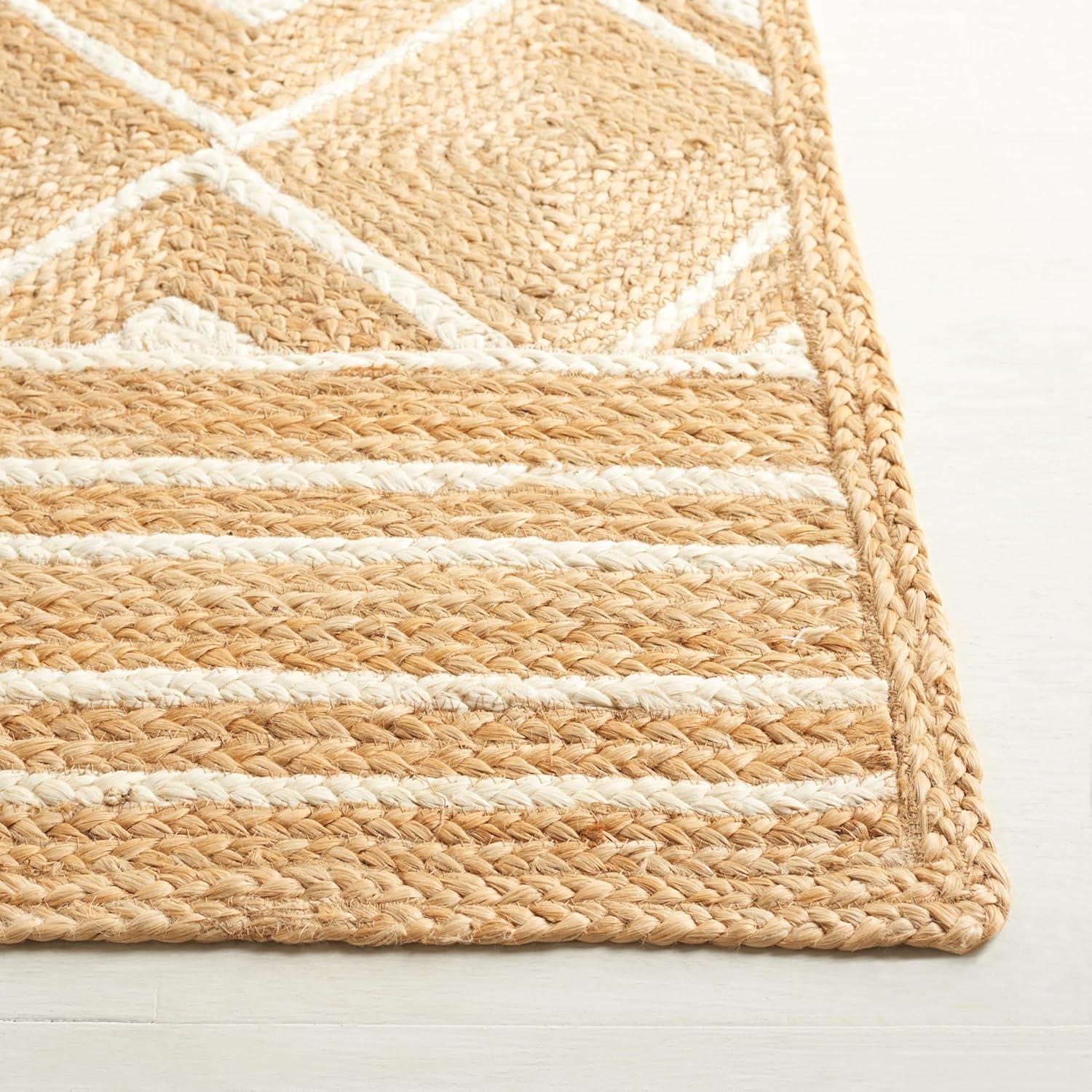image:imageSAFAVIEH Area Rug 8x10 Natural Fiber Collection Large Natural amp Ivory Handmade Jute Rustic Farmhouse Style Ideal for Living Room Bedroom Dining Space NF893ANaturalIvory