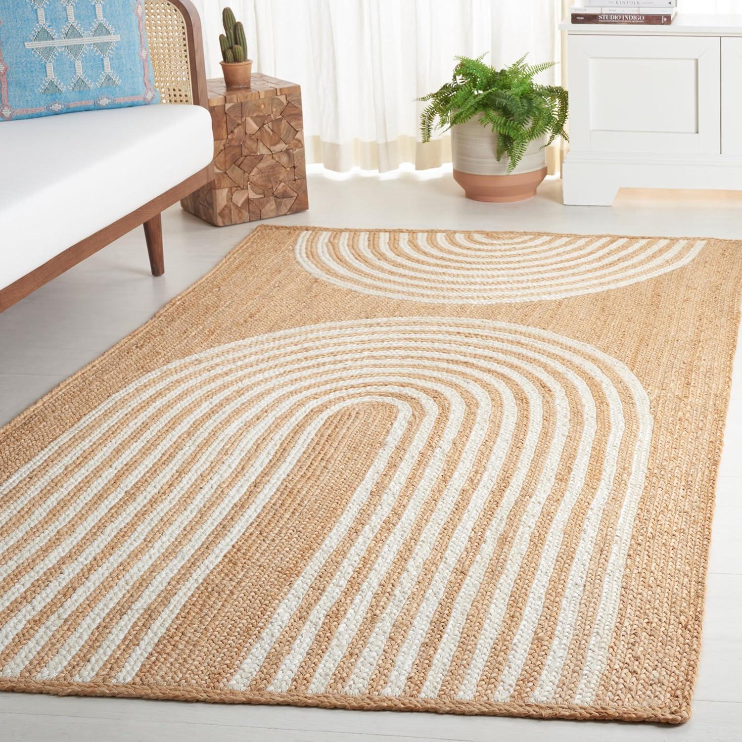 image:imageSAFAVIEH Area Rug 8x10 Natural Fiber Collection Large Natural amp Ivory Handmade Jute Rustic Farmhouse Style Ideal for Living Room Bedroom Dining Space NF895ANaturalIvory