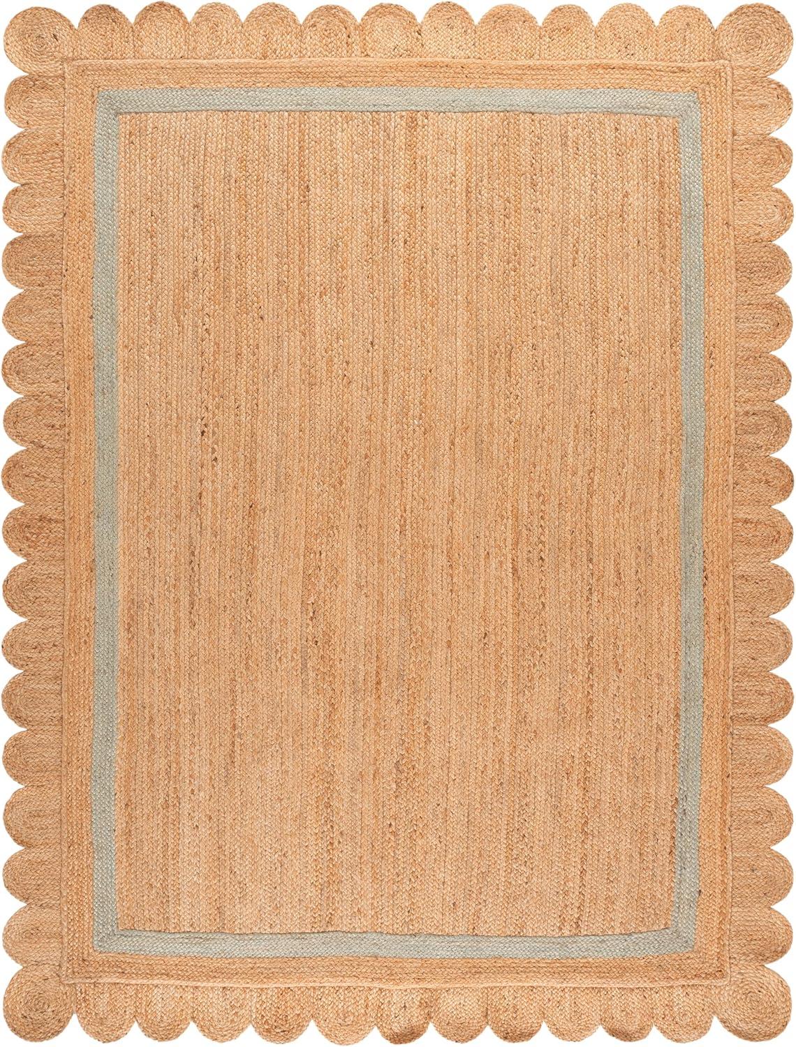 image:imageSAFAVIEH Area Rug 8x10 Natural Fiber Collection Large Natural amp Ivory Handmade Jute Rustic Farmhouse Style Ideal for Living Room Bedroom Dining Space NF896ANaturalLight Blue