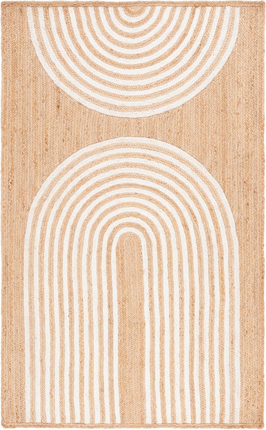 image:imageSAFAVIEH Area Rug 8x10 Natural Fiber Collection Large Natural amp Ivory Handmade Jute Rustic Farmhouse Style Ideal for Living Room Bedroom Dining Space NF895ANaturalIvory