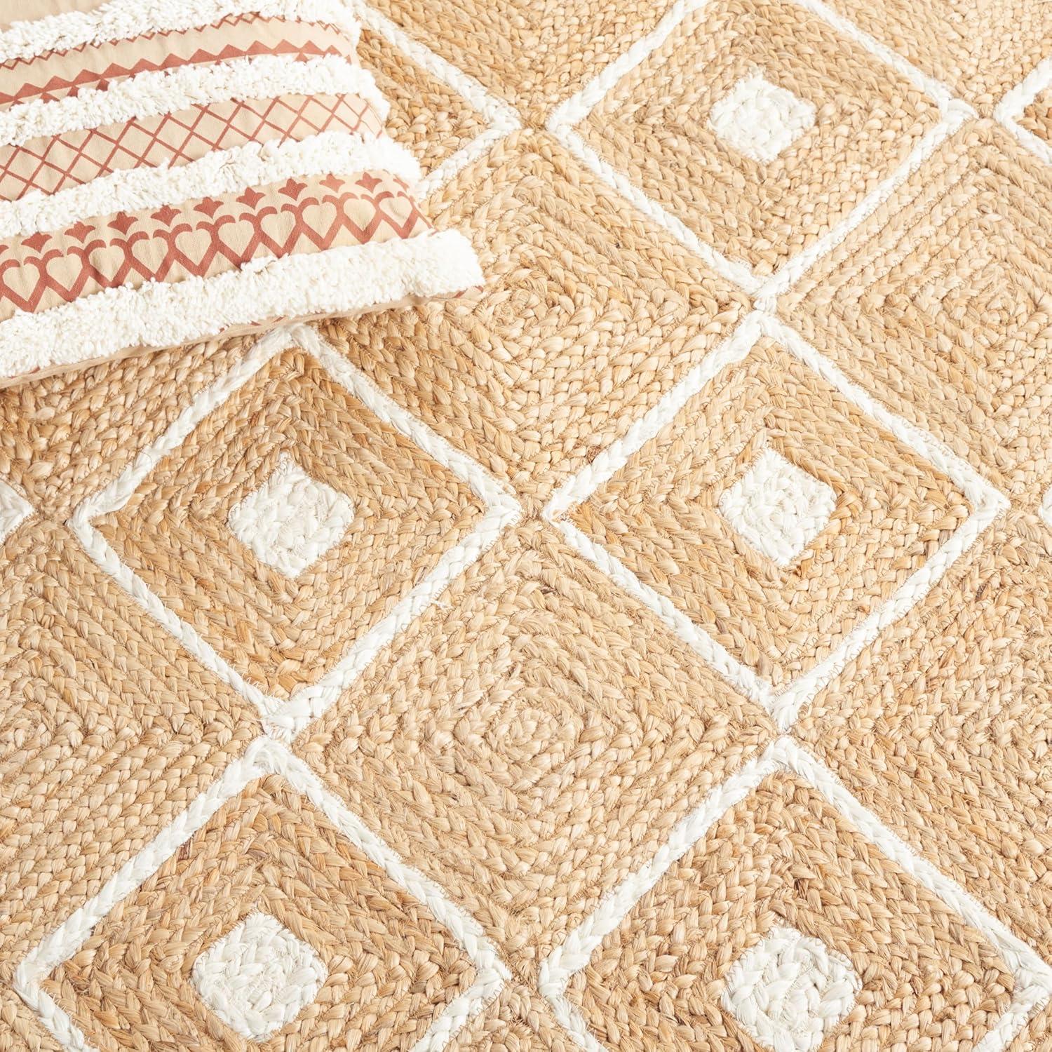image:imageSAFAVIEH Area Rug 8x10 Natural Fiber Collection Large Natural amp Ivory Handmade Jute Rustic Farmhouse Style Ideal for Living Room Bedroom Dining Space NF893ANaturalIvory