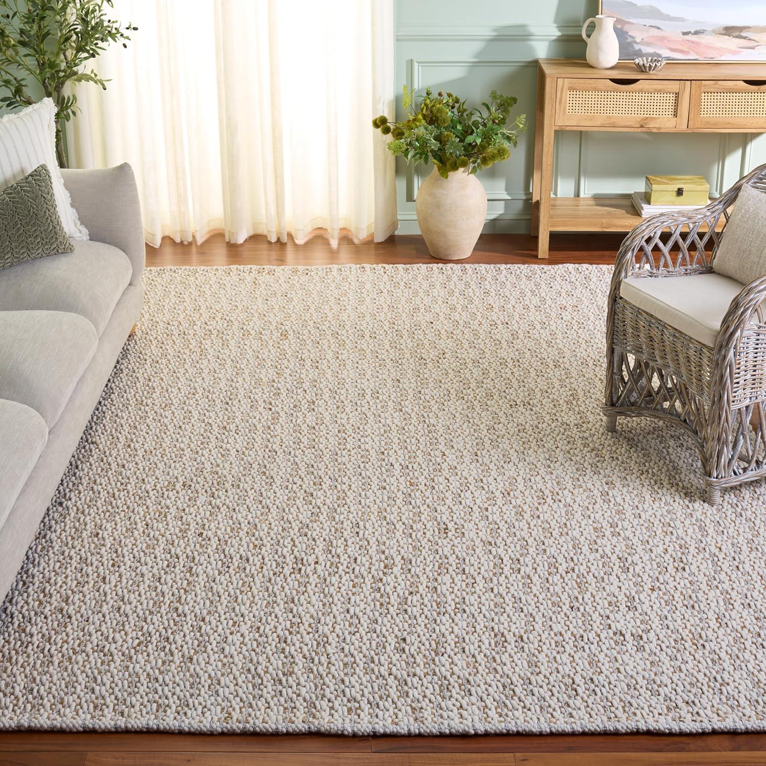 image:imageSAFAVIEH Area Rug 8x10 Natural Fiber Collection Large Natural amp Ivory Handmade Jute amp Wool Ideal for Living Room Bedroom Dining Space NFB225ANaturalSilver
