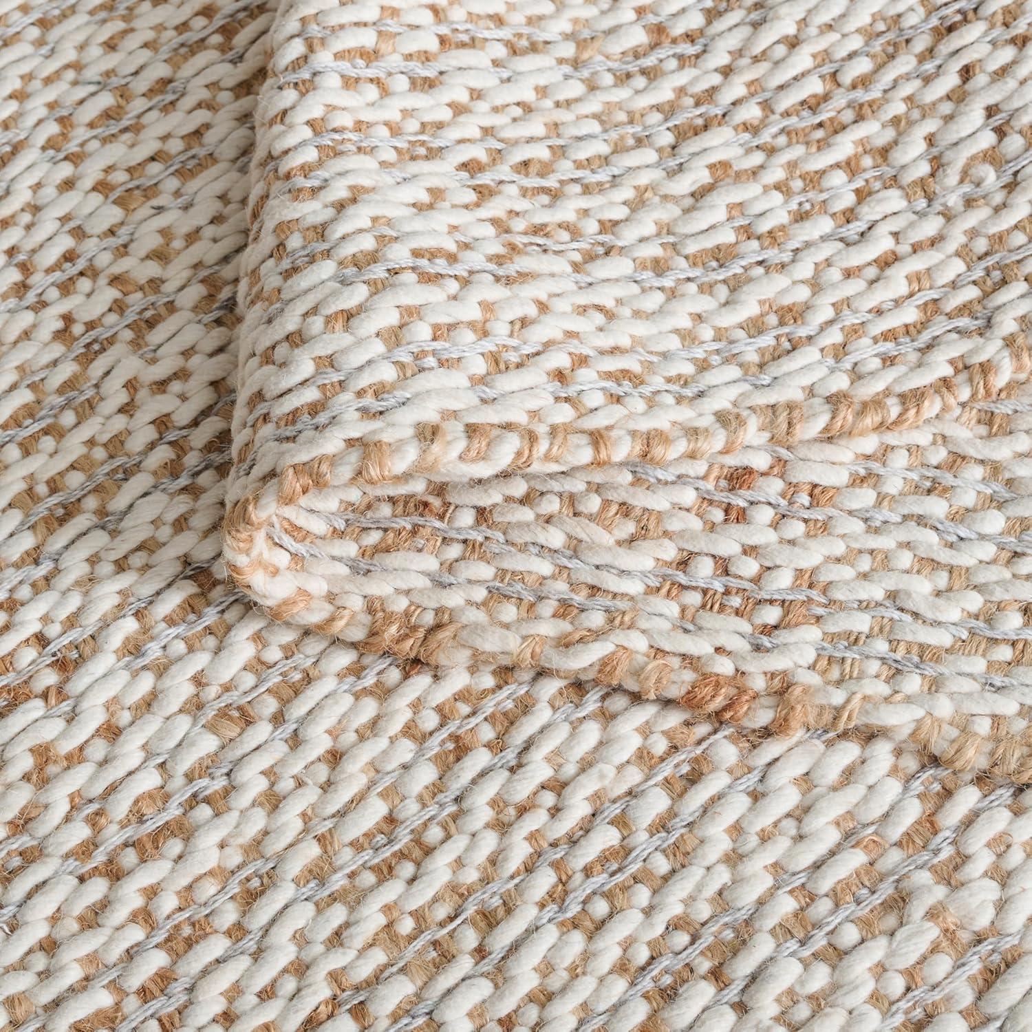 image:imageSAFAVIEH Area Rug 8x10 Natural Fiber Collection Large Natural amp Ivory Handmade Jute amp Wool Ideal for Living Room Bedroom Dining Space NFB225ANaturalSilver