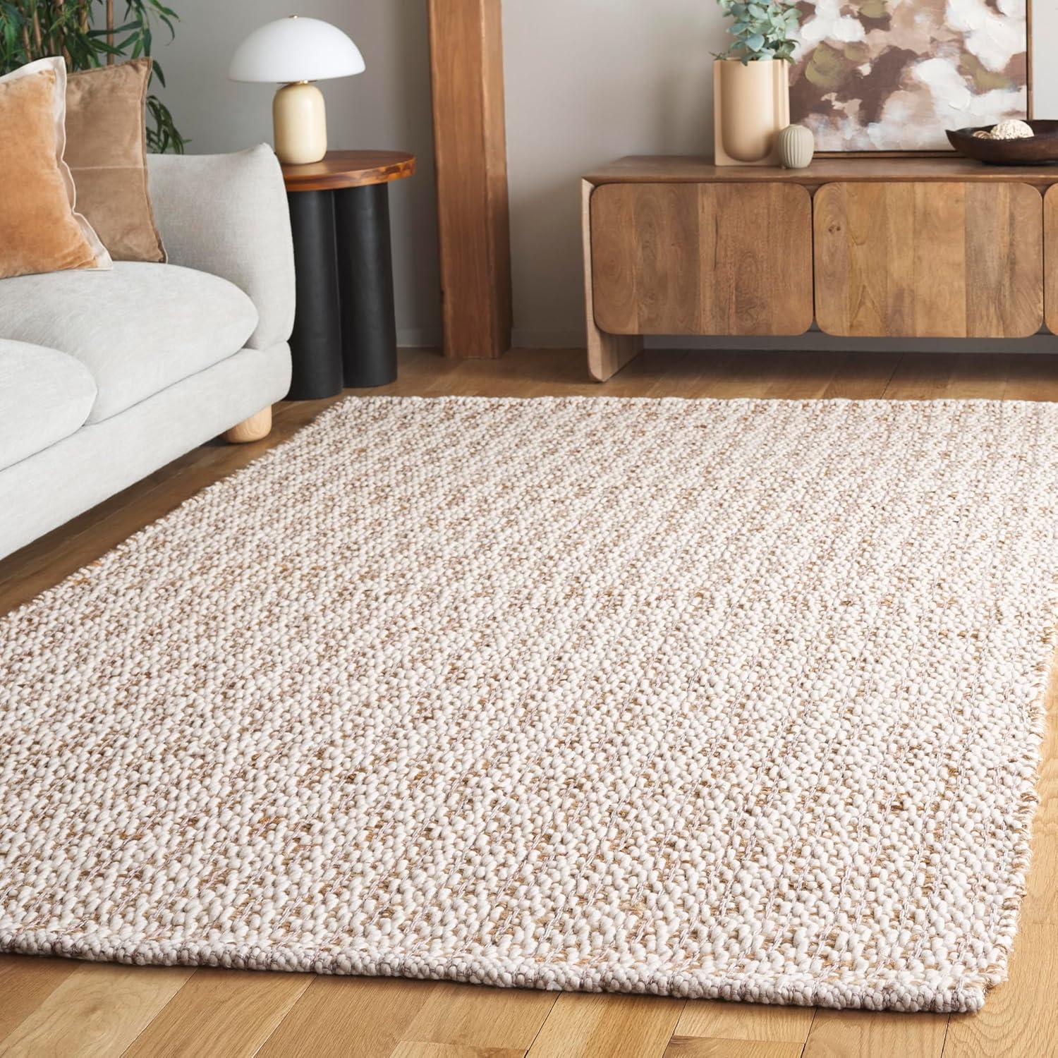 image:imageSAFAVIEH Area Rug 8x10 Natural Fiber Collection Large Natural amp Ivory Handmade Jute amp Wool Ideal for Living Room Bedroom Dining Space NFB225ANaturalPink