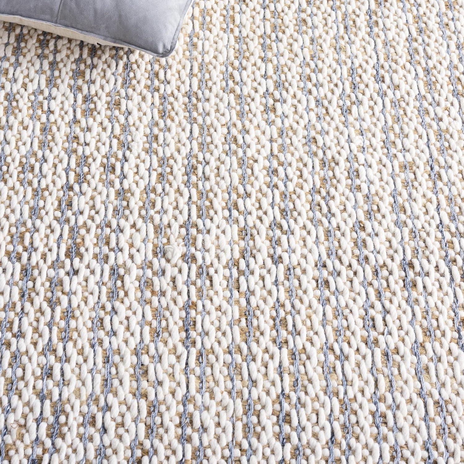 image:imageSAFAVIEH Area Rug 8x10 Natural Fiber Collection Large Natural amp Ivory Handmade Jute amp Wool Ideal for Living Room Bedroom Dining Space NFB225ANaturalBlue