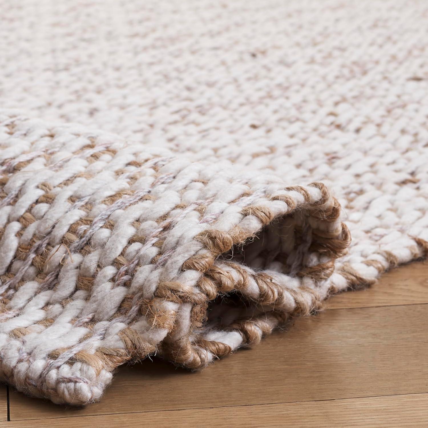 image:imageSAFAVIEH Area Rug 8x10 Natural Fiber Collection Large Natural amp Ivory Handmade Jute amp Wool Ideal for Living Room Bedroom Dining Space NFB225ANaturalPink