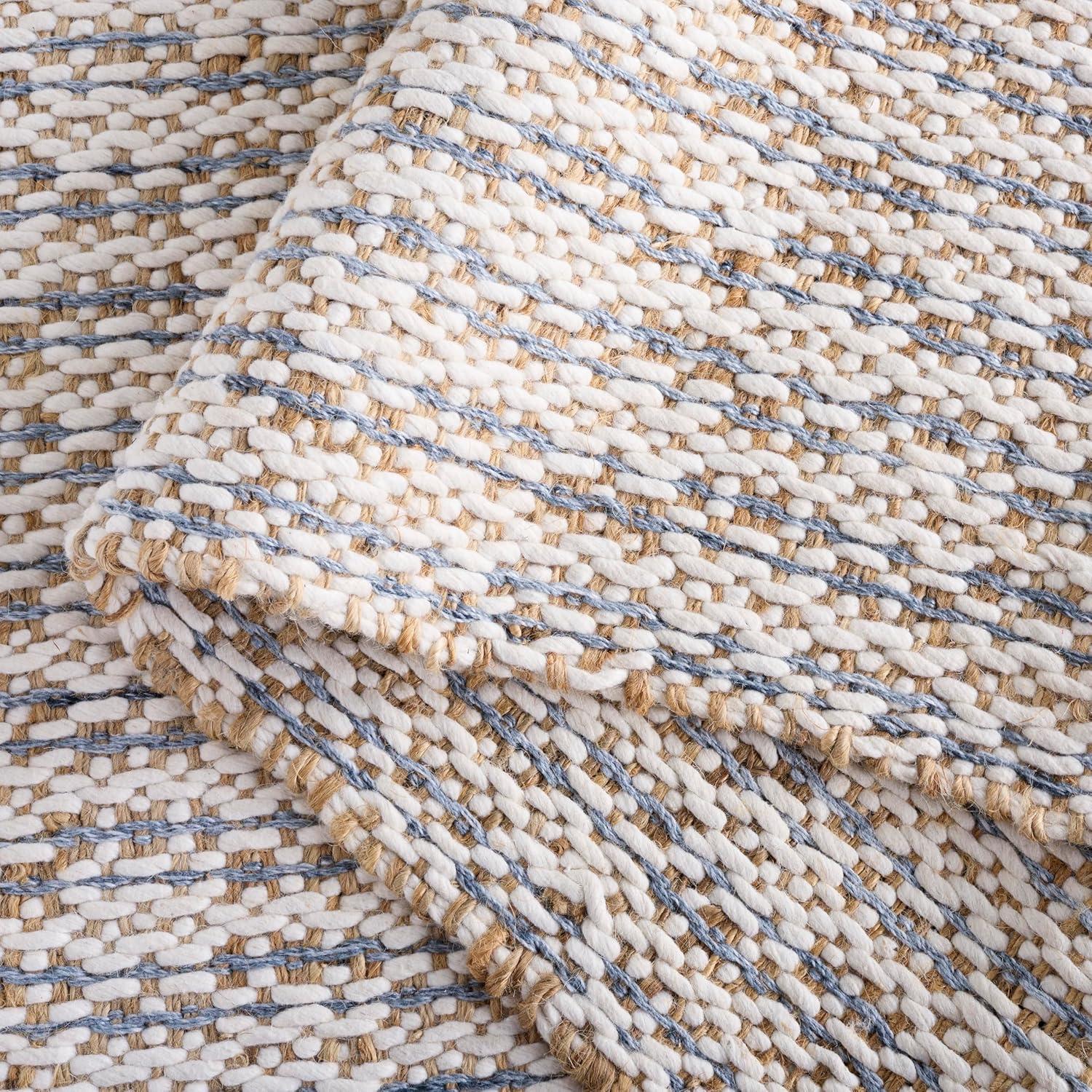 image:imageSAFAVIEH Area Rug 8x10 Natural Fiber Collection Large Natural amp Ivory Handmade Jute amp Wool Ideal for Living Room Bedroom Dining Space NFB225ANaturalBlue
