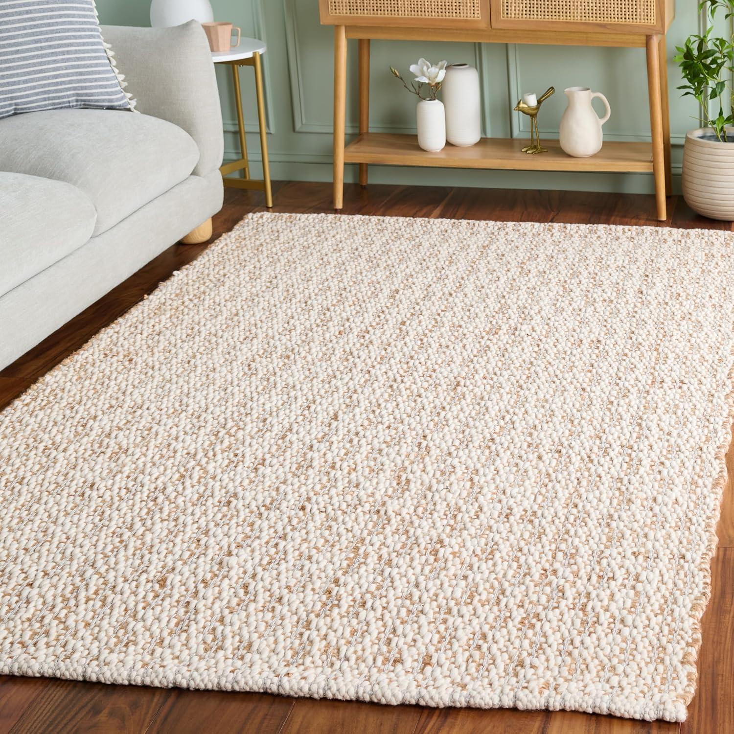 image:imageSAFAVIEH Area Rug 8x10 Natural Fiber Collection Large Natural amp Ivory Handmade Jute amp Wool Ideal for Living Room Bedroom Dining Space NFB225ANaturalSilver