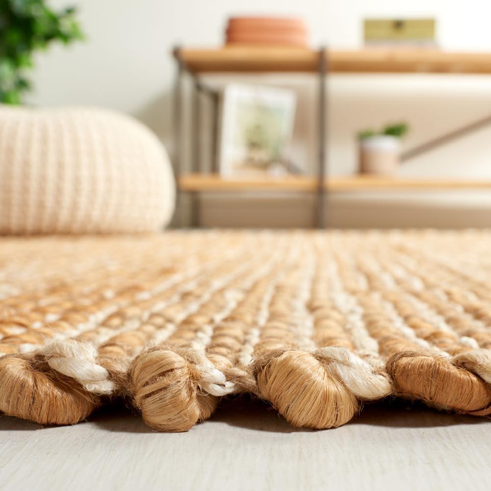 image:imageSAFAVIEH Area Rug 8x10 Natural Fiber Collection Large Natural amp Ivory Handmade Wool Farmhouse Style Ideal for Living Room Bedroom Dining Space NF816ANaturalIvory