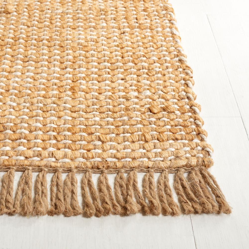 image:imageSAFAVIEH Area Rug 8x10 Natural Fiber Collection Large Natural amp Ivory Handmade Wool Farmhouse Style Ideal for Living Room Bedroom Dining Space NF816ANaturalIvory