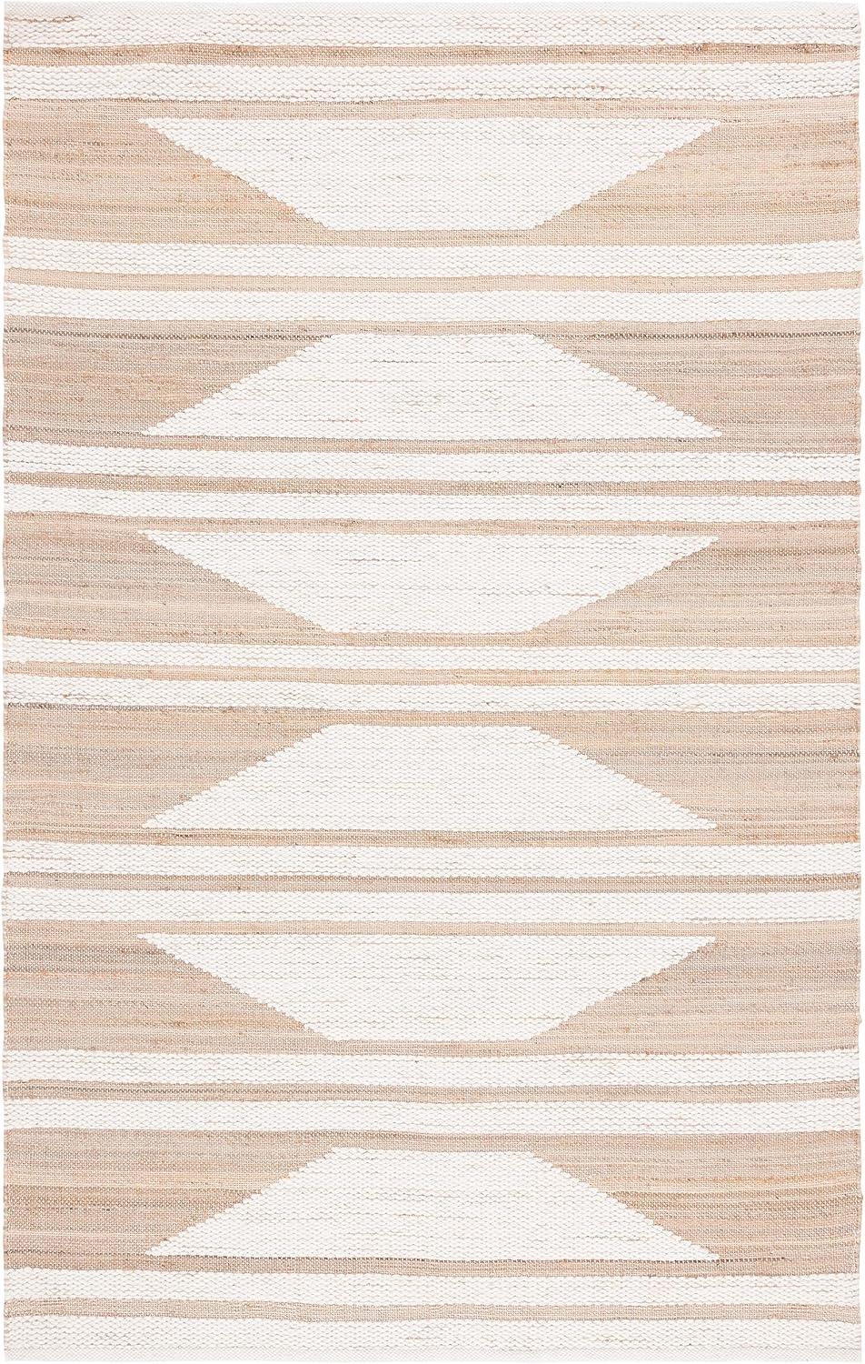 image:imageSAFAVIEH Area Rug 8x10 Natural Fiber Collection Large Natural amp Ivory Handmade Wool amp Jute Farmhouse Style Ideal for Living Room Bedroom Dining Space NFB280ANaturalIvory