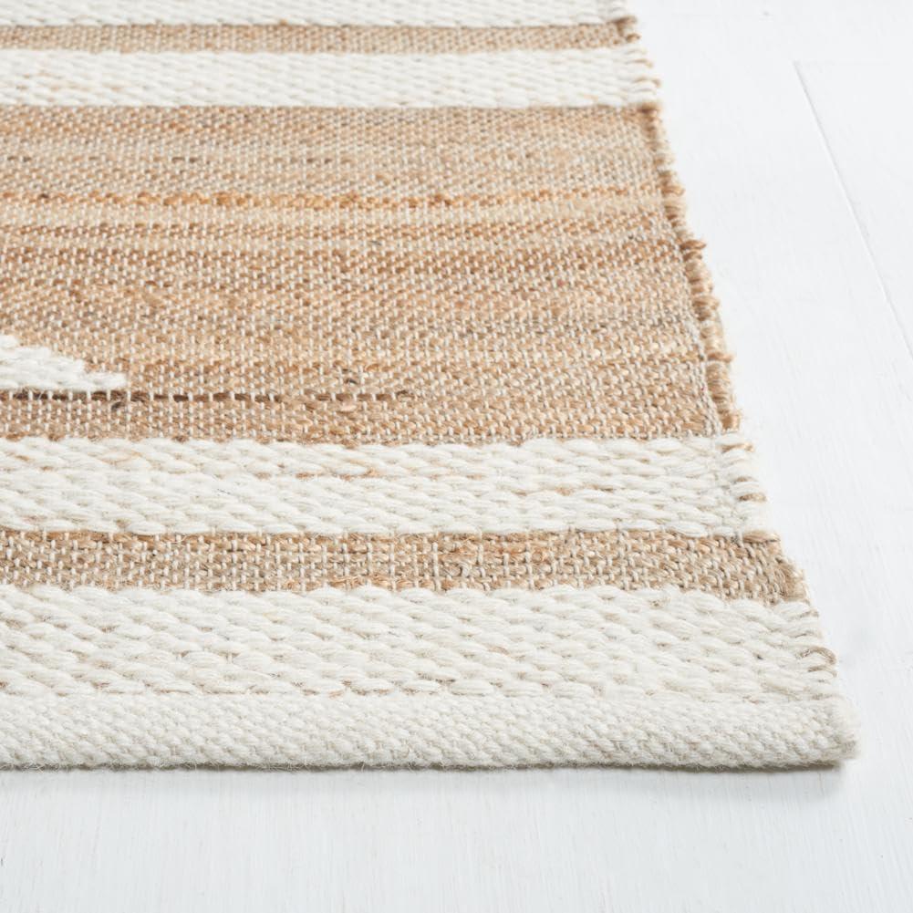 image:imageSAFAVIEH Area Rug 8x10 Natural Fiber Collection Large Natural amp Ivory Handmade Wool amp Jute Farmhouse Style Ideal for Living Room Bedroom Dining Space NFB280ANaturalIvory