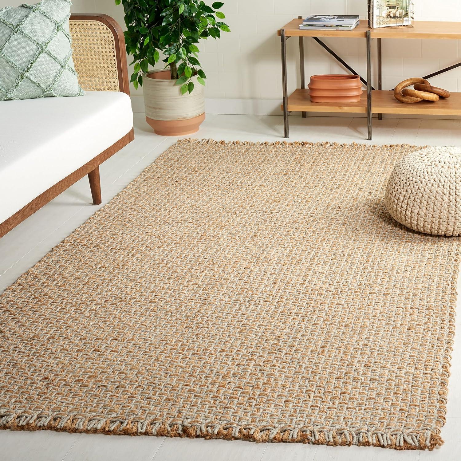 image:imageSAFAVIEH Area Rug 8x10 Natural Fiber Collection Large Natural amp Ivory Handmade Wool amp Jute Farmhouse Style Ideal for Living Room Bedroom Dining Space NF818ANaturalIvory