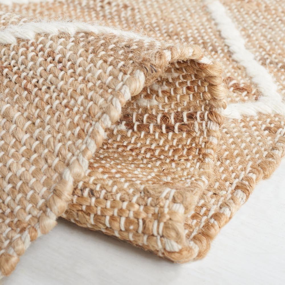 image:imageSAFAVIEH Area Rug 8x10 Natural Fiber Collection Large Natural amp Ivory Handmade Wool amp Jute Farmhouse Style Ideal for Living Room Bedroom Dining Space NFB278ANaturalIvory