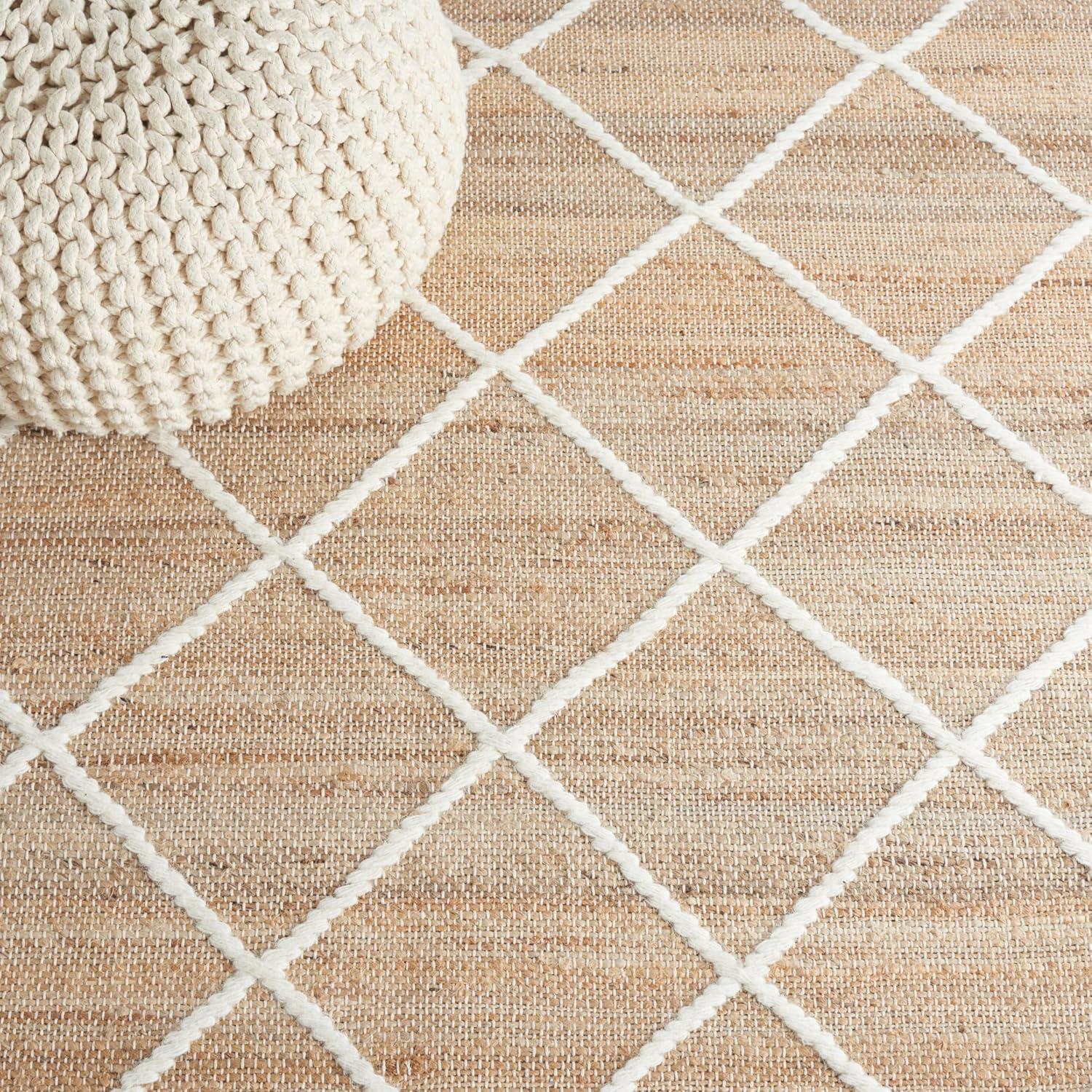 image:imageSAFAVIEH Area Rug 8x10 Natural Fiber Collection Large Natural amp Ivory Handmade Wool amp Jute Farmhouse Style Ideal for Living Room Bedroom Dining Space NFB278ANaturalIvory