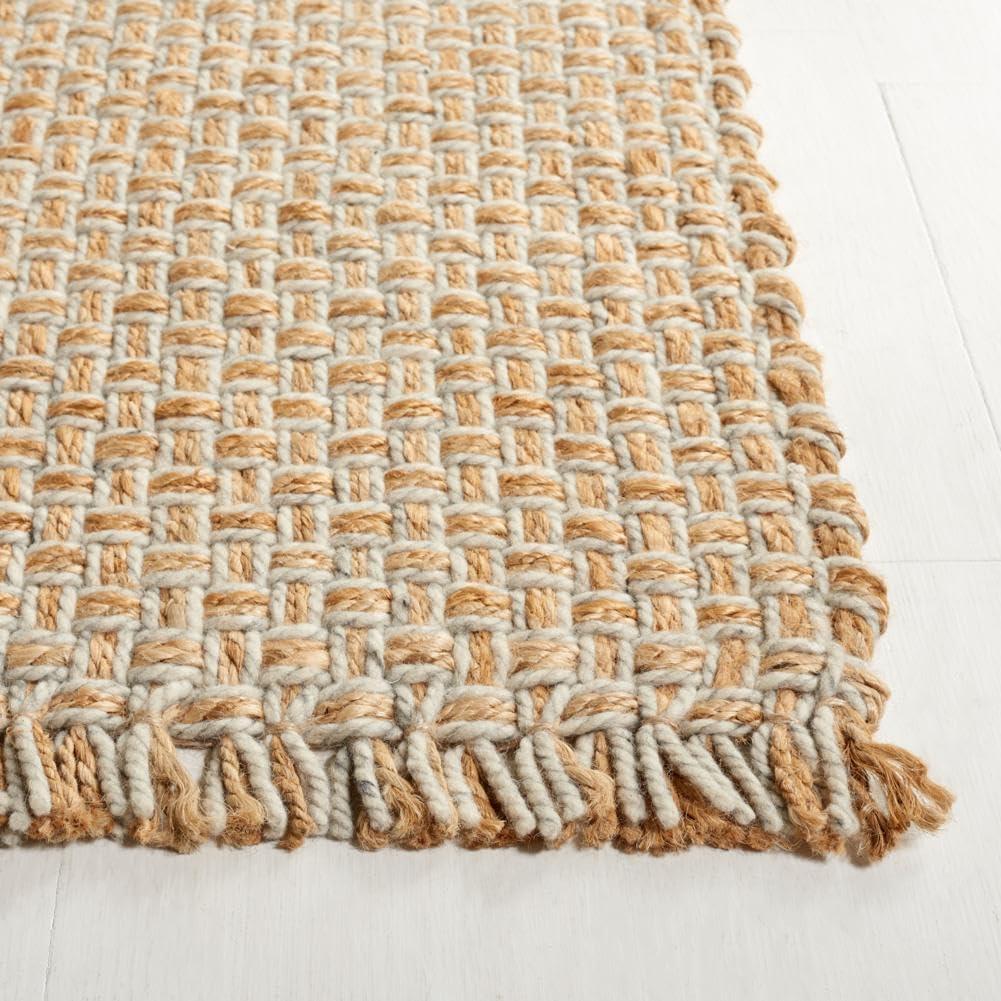 image:imageSAFAVIEH Area Rug 8x10 Natural Fiber Collection Large Natural amp Ivory Handmade Wool amp Jute Farmhouse Style Ideal for Living Room Bedroom Dining Space NF818ANaturalIvory