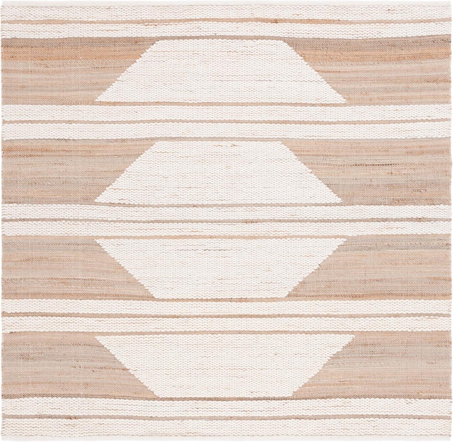 image:imageSAFAVIEH Area Rug 8x10 Natural Fiber Collection Large Natural amp Ivory Handmade Wool amp Jute Farmhouse Style Ideal for Living Room Bedroom Dining Space NFB280ANaturalIvory