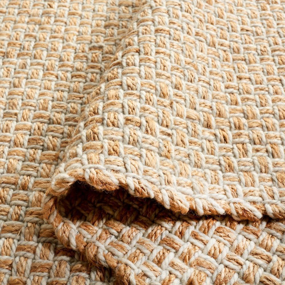 image:imageSAFAVIEH Area Rug 8x10 Natural Fiber Collection Large Natural amp Ivory Handmade Wool amp Jute Farmhouse Style Ideal for Living Room Bedroom Dining Space NF818ANaturalIvory
