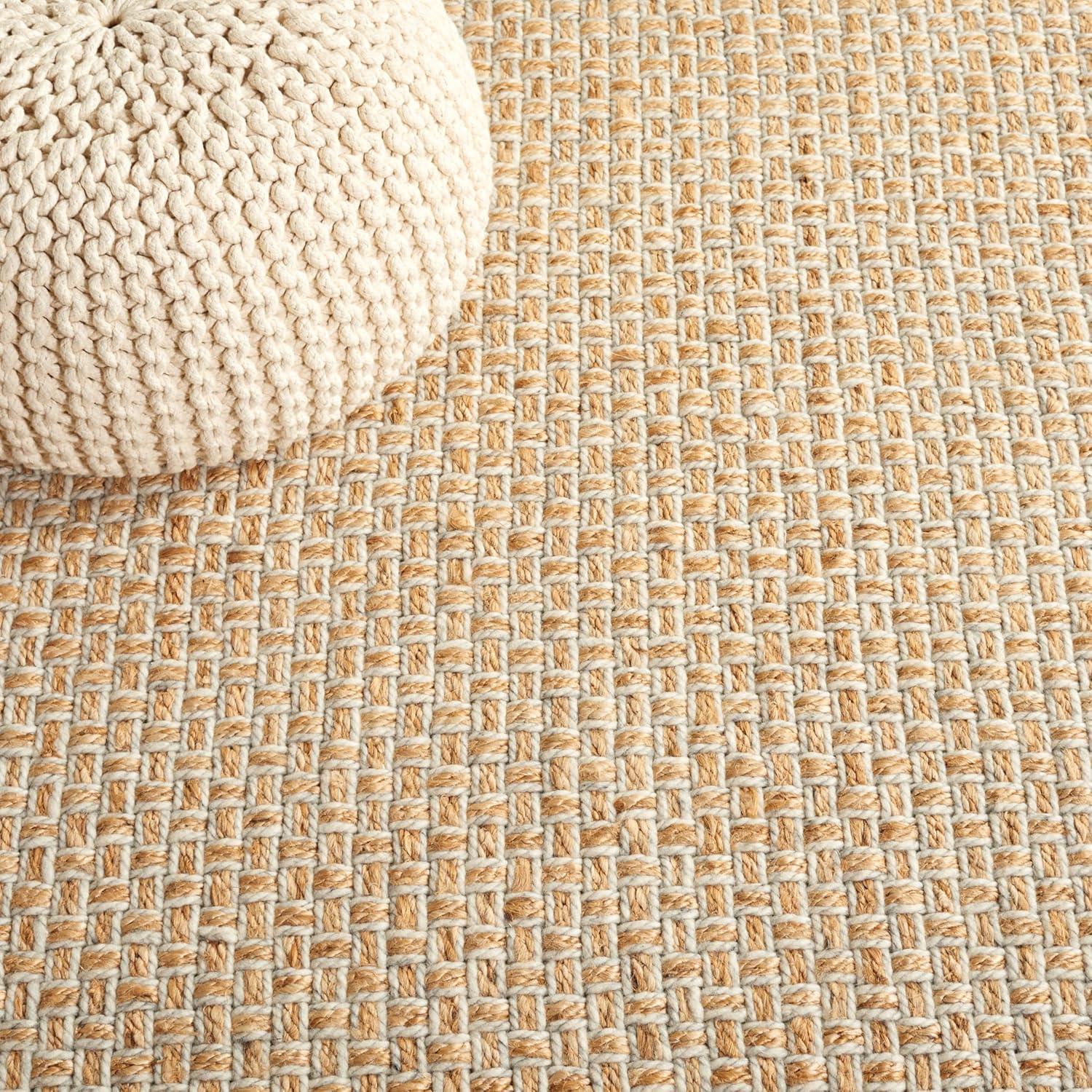 image:imageSAFAVIEH Area Rug 8x10 Natural Fiber Collection Large Natural amp Ivory Handmade Wool amp Jute Farmhouse Style Ideal for Living Room Bedroom Dining Space NF818ANaturalIvory
