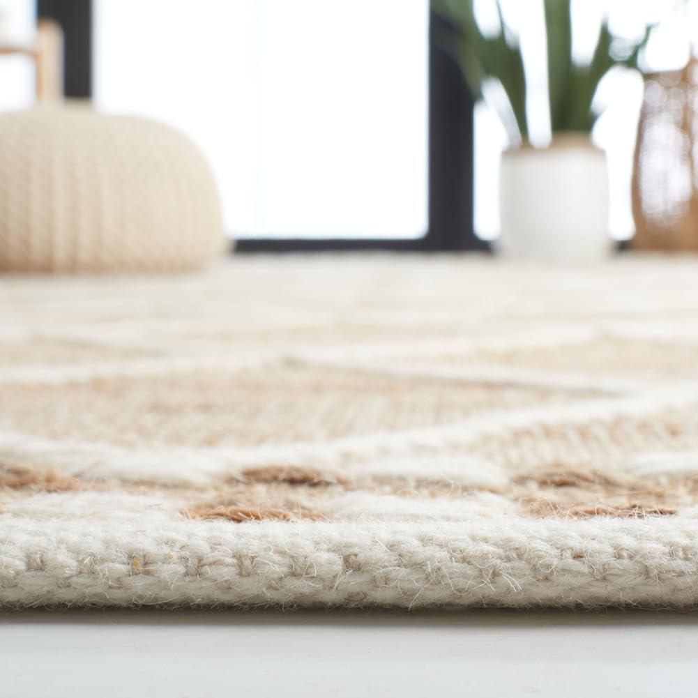 image:imageSAFAVIEH Area Rug 8x10 Natural Fiber Collection Large Natural amp Ivory Handmade Wool amp Jute Farmhouse Style Ideal for Living Room Bedroom Dining Space NFB278ANaturalIvory