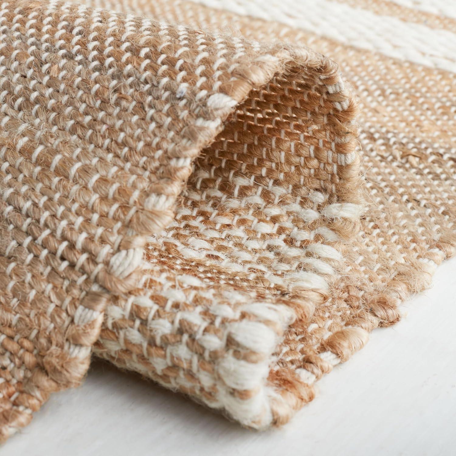 image:imageSAFAVIEH Area Rug 8x10 Natural Fiber Collection Large Natural amp Ivory Handmade Wool amp Jute Farmhouse Style Ideal for Living Room Bedroom Dining Space NFB280ANaturalIvory
