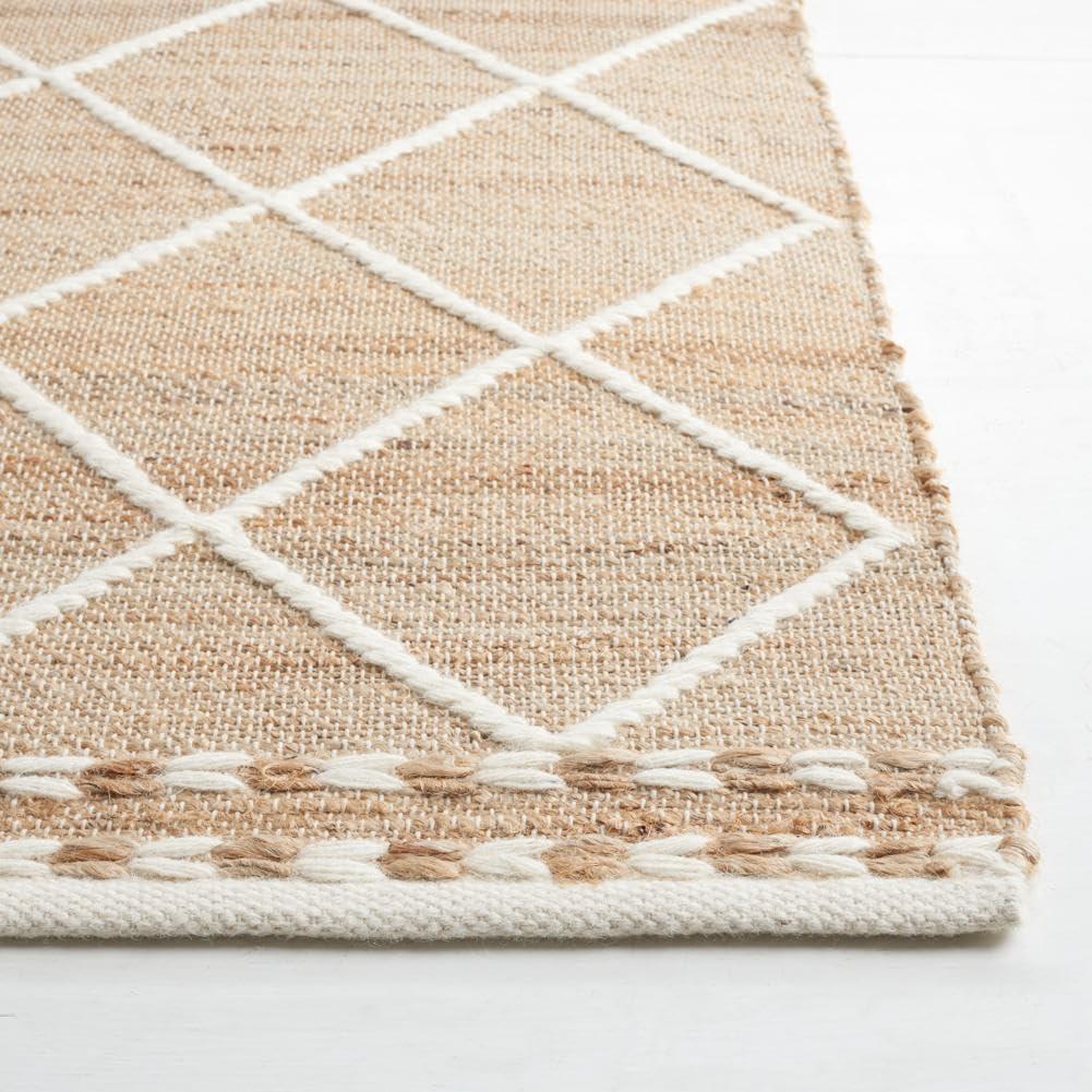 image:imageSAFAVIEH Area Rug 8x10 Natural Fiber Collection Large Natural amp Ivory Handmade Wool amp Jute Farmhouse Style Ideal for Living Room Bedroom Dining Space NFB278ANaturalIvory