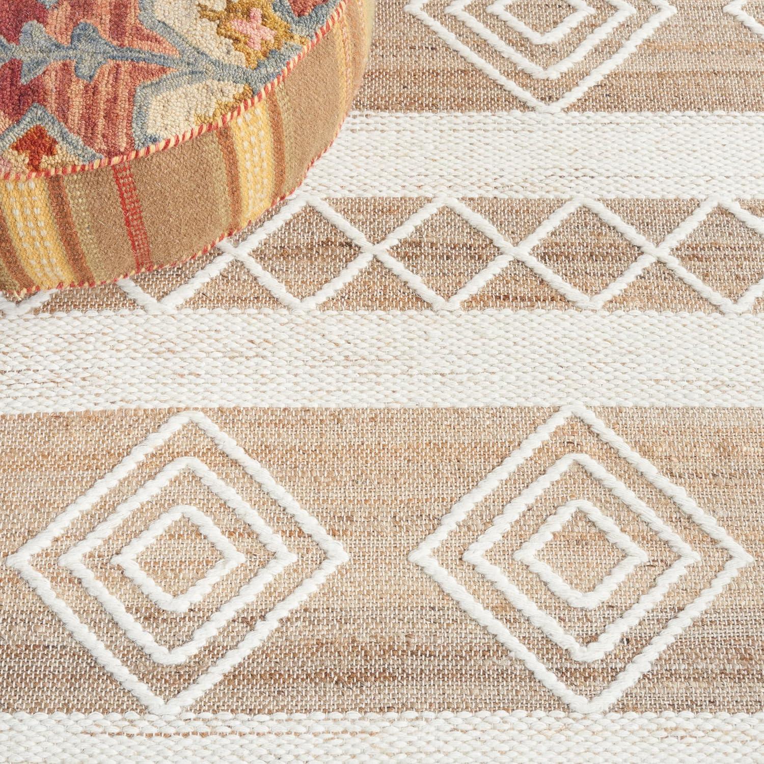image:imageSAFAVIEH Area Rug 8x10 Natural Fiber Collection Large Natural amp Ivory Handmade Wool amp Jute Rustic Farmhouse Boho Style Ideal for Living Room Bedroom Dining Space NFB276ZNaturalIvory