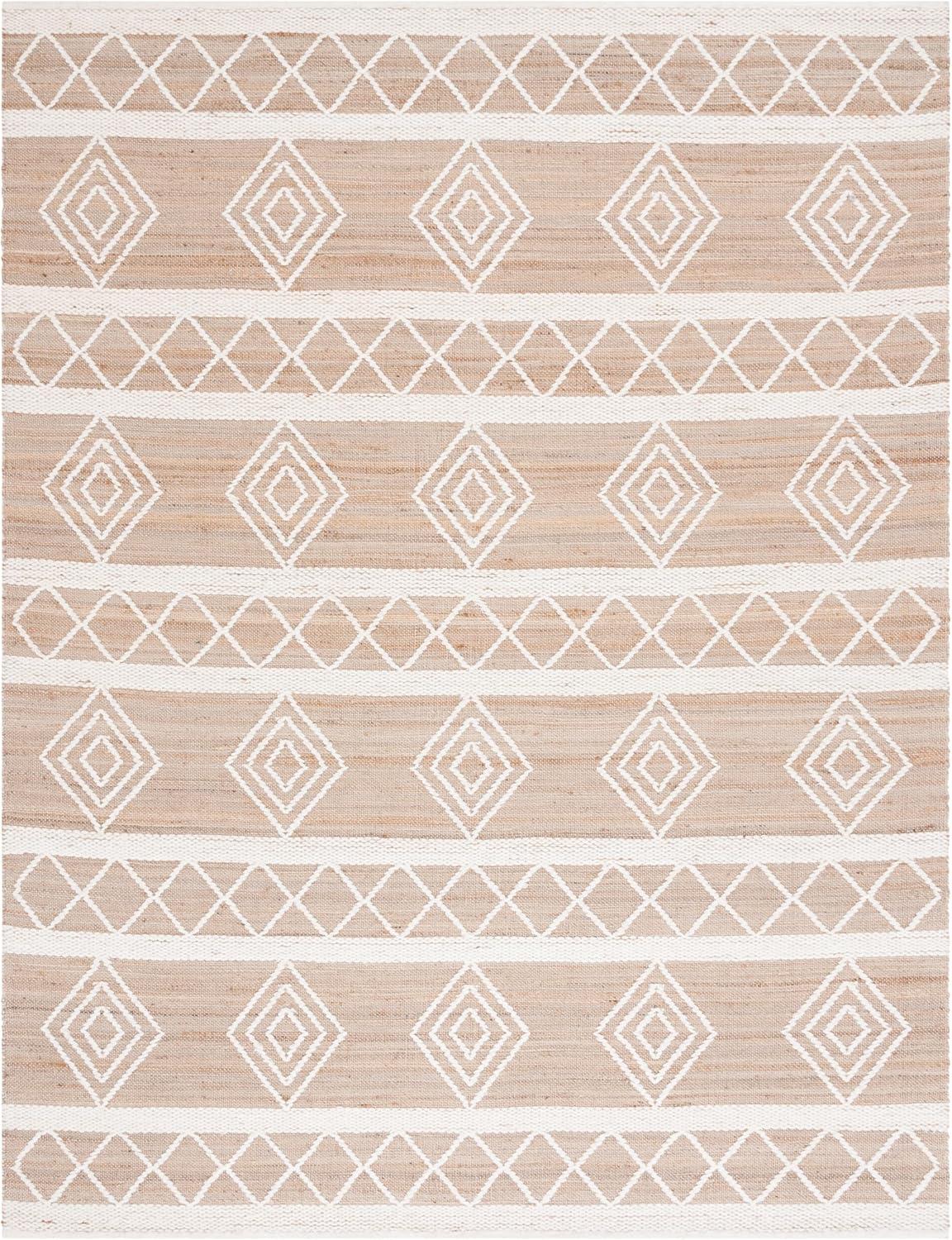 image:imageSAFAVIEH Area Rug 8x10 Natural Fiber Collection Large Natural amp Ivory Handmade Wool amp Jute Rustic Farmhouse Boho Style Ideal for Living Room Bedroom Dining Space NFB276ZNaturalIvory