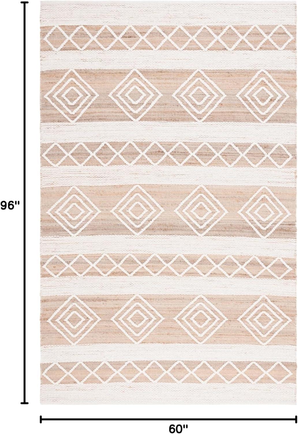 image:imageSAFAVIEH Area Rug 8x10 Natural Fiber Collection Large Natural amp Ivory Handmade Wool amp Jute Rustic Farmhouse Boho Style Ideal for Living Room Bedroom Dining Space NFB276ZNaturalIvory