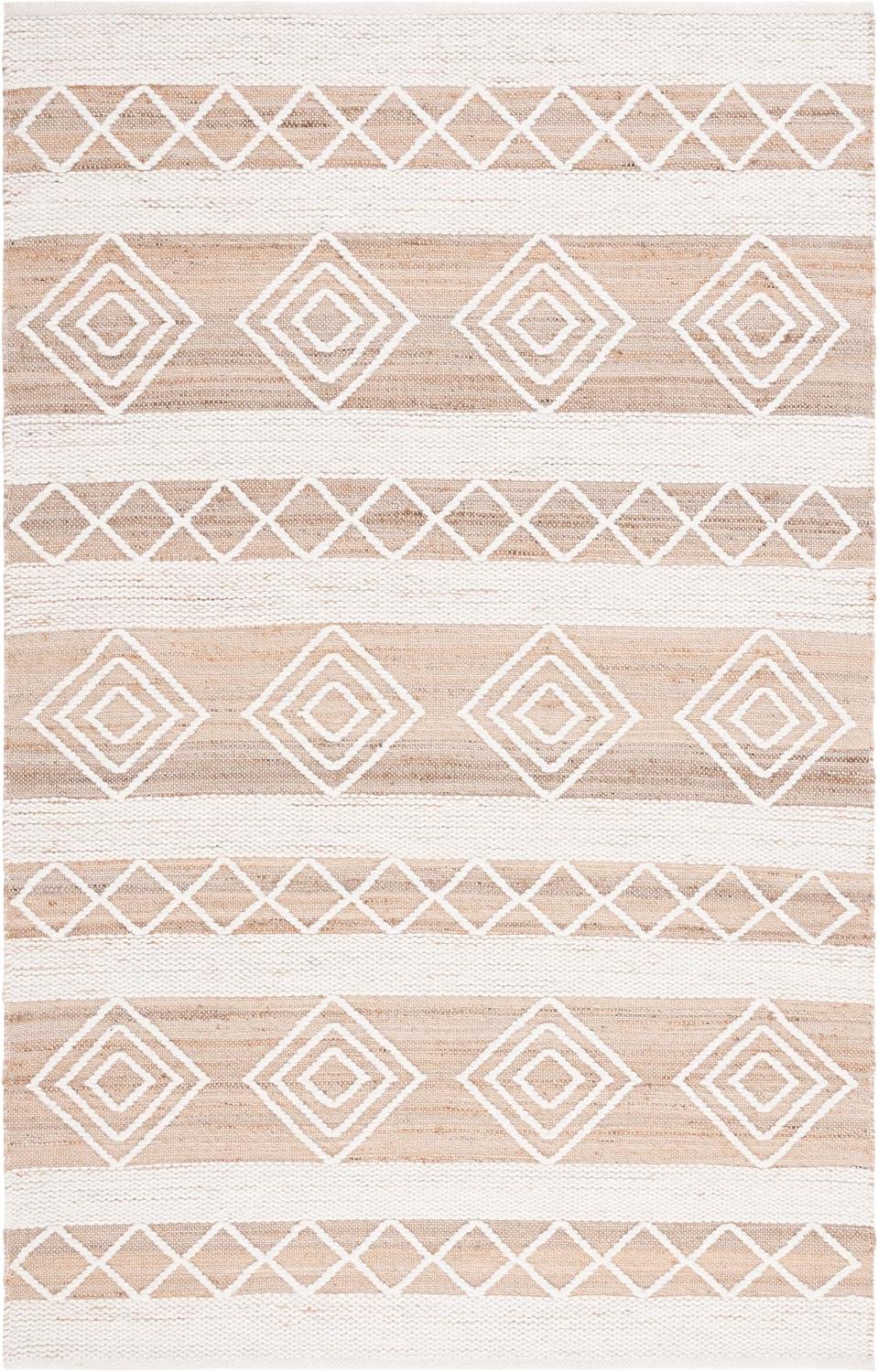 image:imageSAFAVIEH Area Rug 8x10 Natural Fiber Collection Large Natural amp Ivory Handmade Wool amp Jute Rustic Farmhouse Boho Style Ideal for Living Room Bedroom Dining Space NFB276ZNaturalIvory
