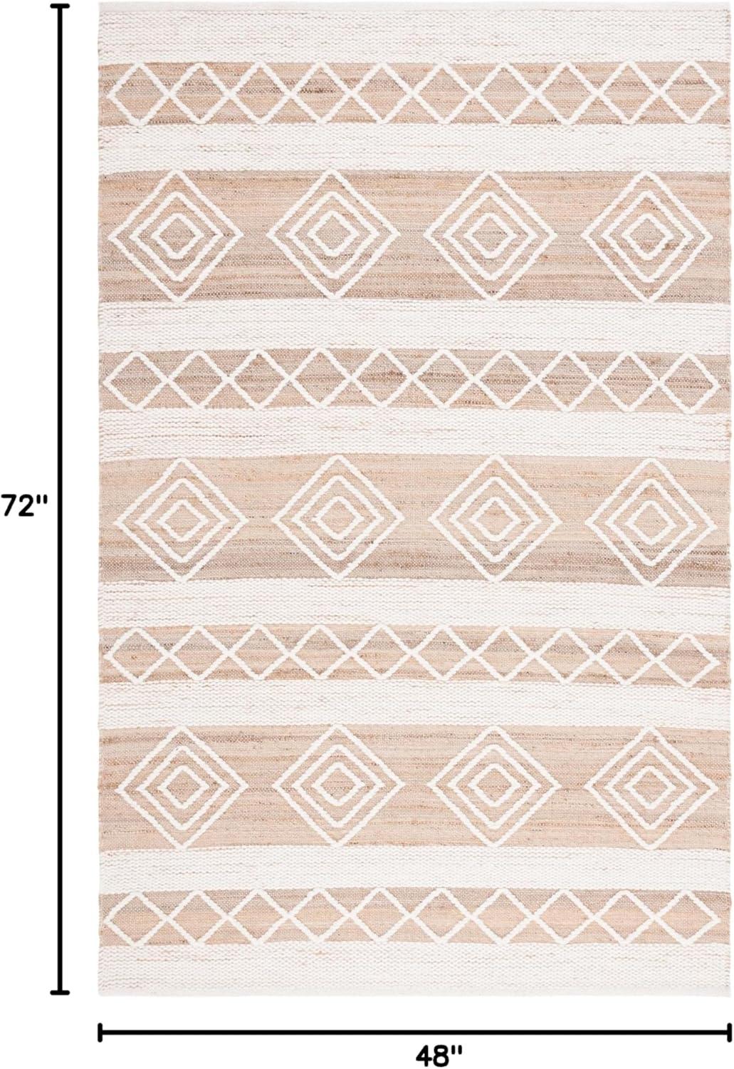 image:imageSAFAVIEH Area Rug 8x10 Natural Fiber Collection Large Natural amp Ivory Handmade Wool amp Jute Rustic Farmhouse Boho Style Ideal for Living Room Bedroom Dining Space NFB276ZNaturalIvory
