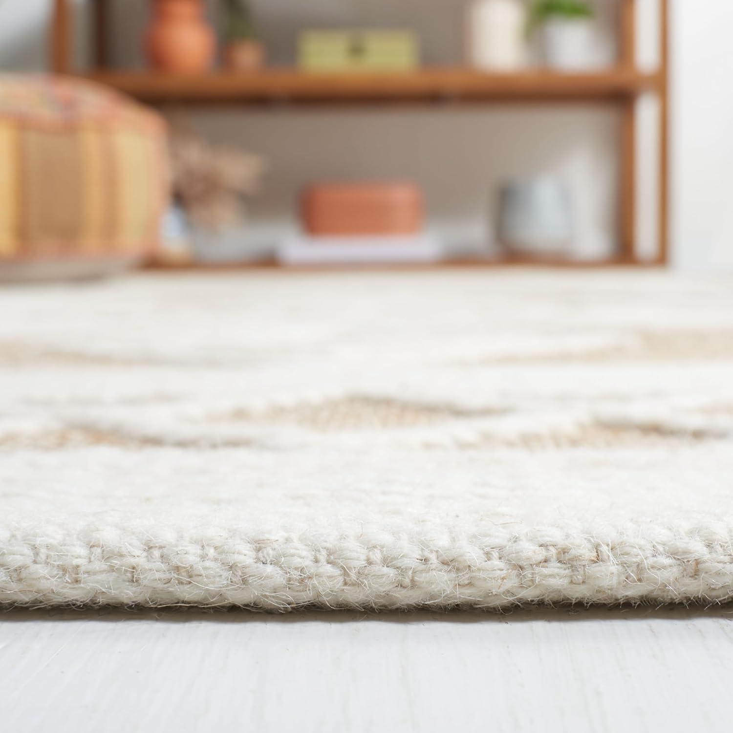 image:imageSAFAVIEH Area Rug 8x10 Natural Fiber Collection Large Natural amp Ivory Handmade Wool amp Jute Rustic Farmhouse Boho Style Ideal for Living Room Bedroom Dining Space NFB276ZNaturalIvory