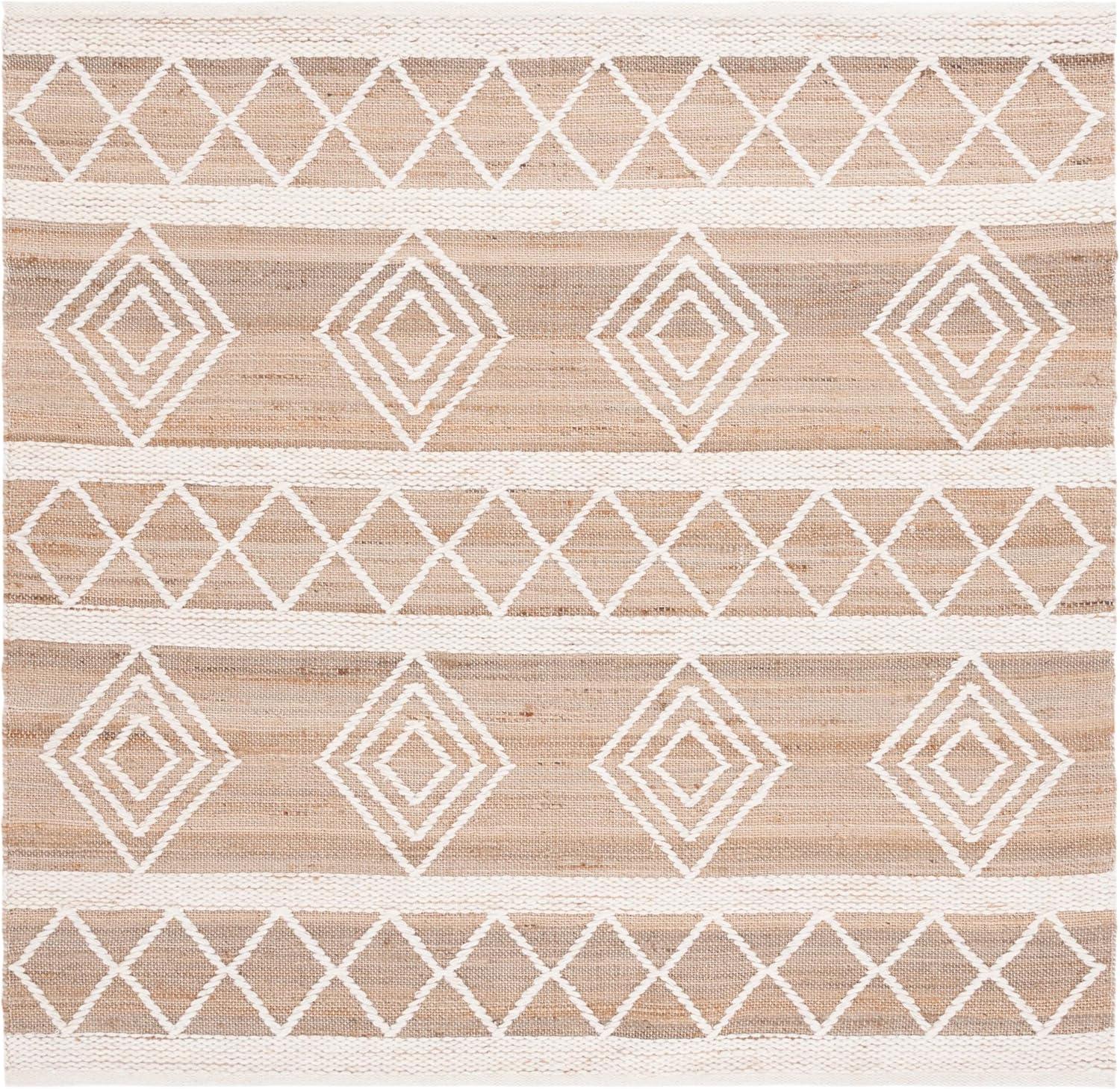 image:imageSAFAVIEH Area Rug 8x10 Natural Fiber Collection Large Natural amp Ivory Handmade Wool amp Jute Rustic Farmhouse Boho Style Ideal for Living Room Bedroom Dining Space NFB276ZNaturalIvory