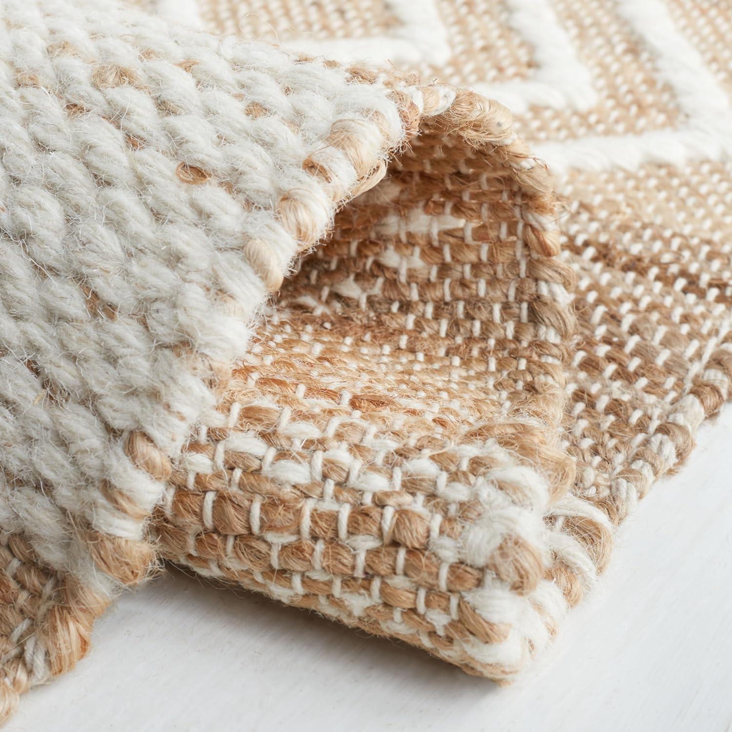 image:imageSAFAVIEH Area Rug 8x10 Natural Fiber Collection Large Natural amp Ivory Handmade Wool amp Jute Rustic Farmhouse Boho Style Ideal for Living Room Bedroom Dining Space NFB276ZNaturalIvory