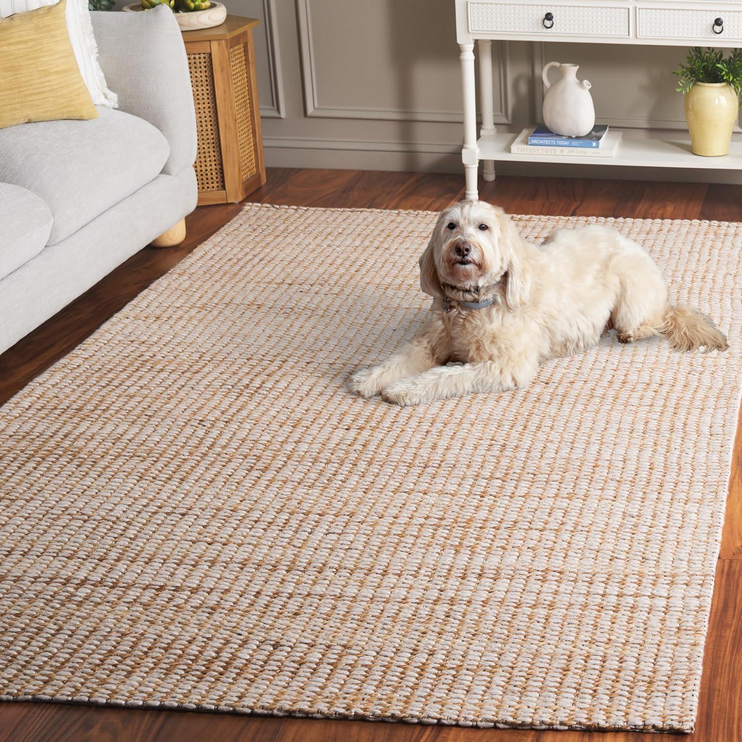 image:imageSAFAVIEH Area Rug 8x10 Natural Fiber Collection Large Natural amp Ivory Jute Blend Ideal for Living Room Bedroom Dining Space NF557ANaturalIvory