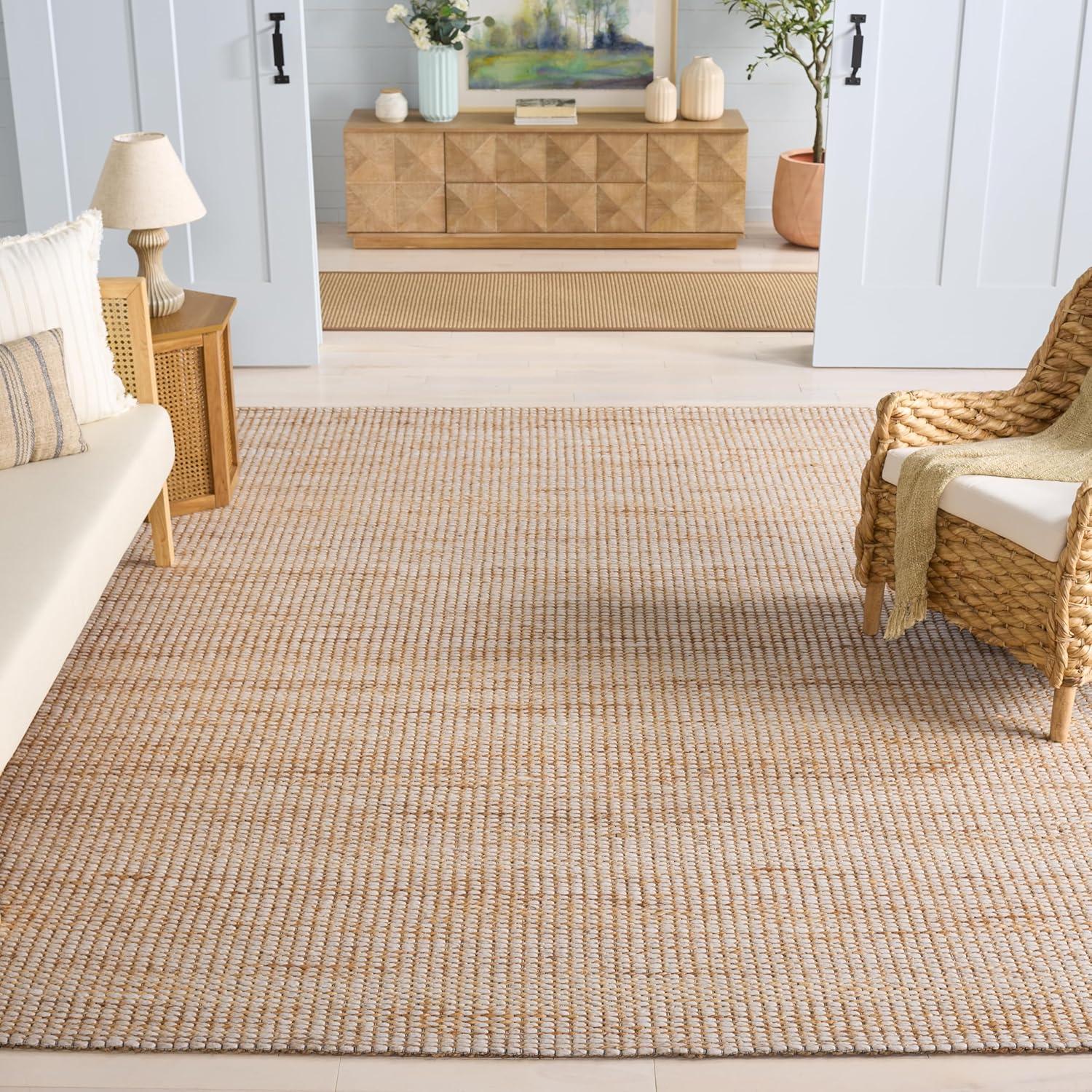 image:imageSAFAVIEH Area Rug 8x10 Natural Fiber Collection Large Natural amp Ivory Jute Blend Ideal for Living Room Bedroom Dining Space NF557ANaturalIvory