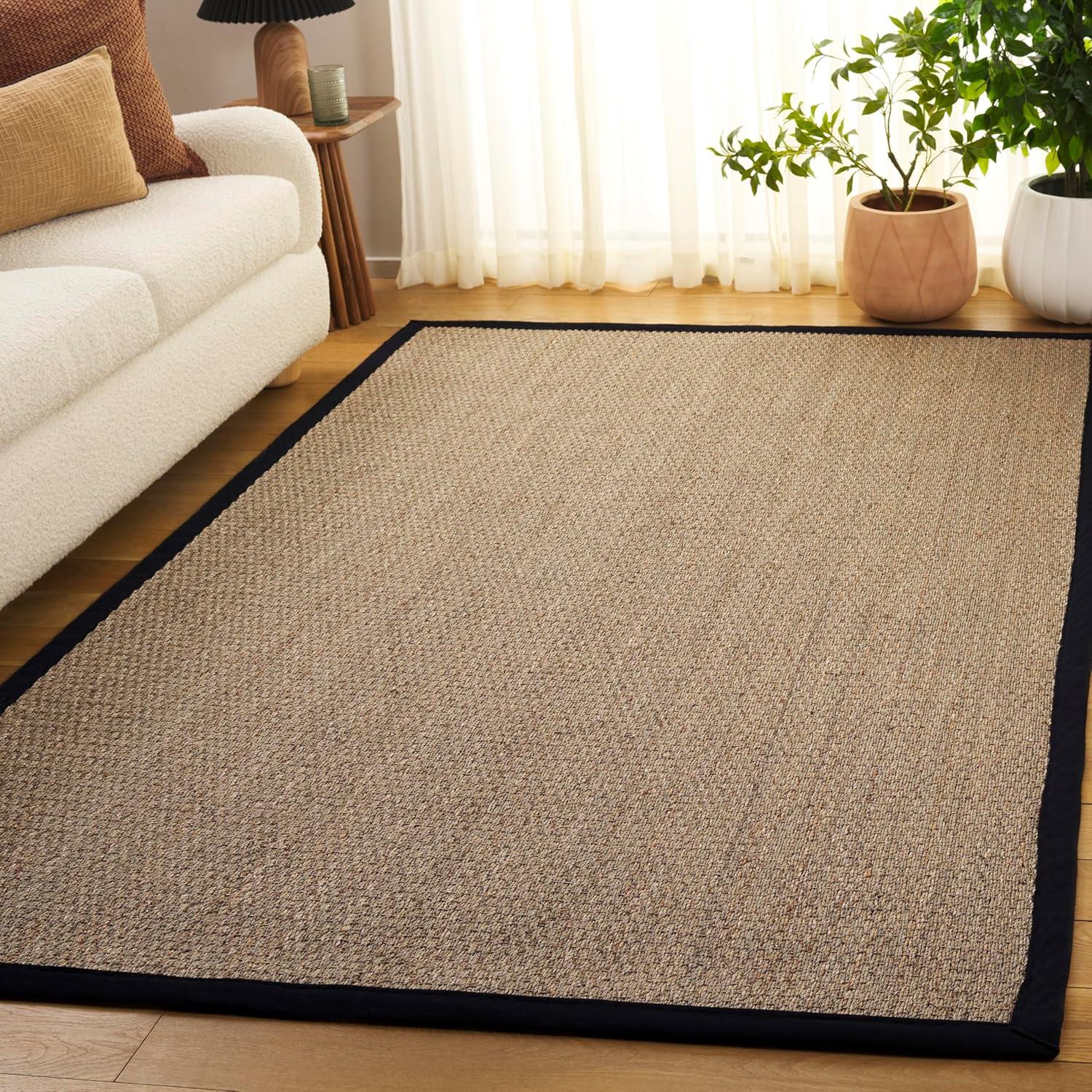 image:imageSAFAVIEH Area Rug 8x10 Natural Fiber Collection Large Natural amp Ivory Seagrass Ideal for Living Room Bedroom Dining Space NF111JNaturalBlack
