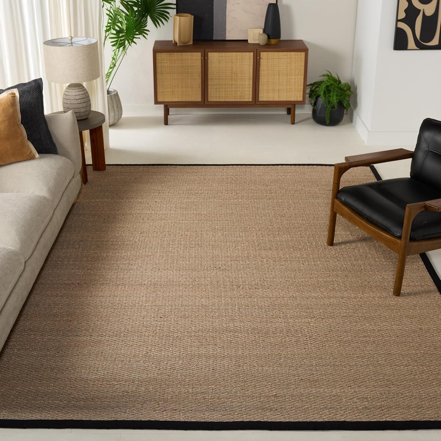 image:imageSAFAVIEH Area Rug 8x10 Natural Fiber Collection Large Natural amp Ivory Seagrass Ideal for Living Room Bedroom Dining Space NF111JNaturalBlack