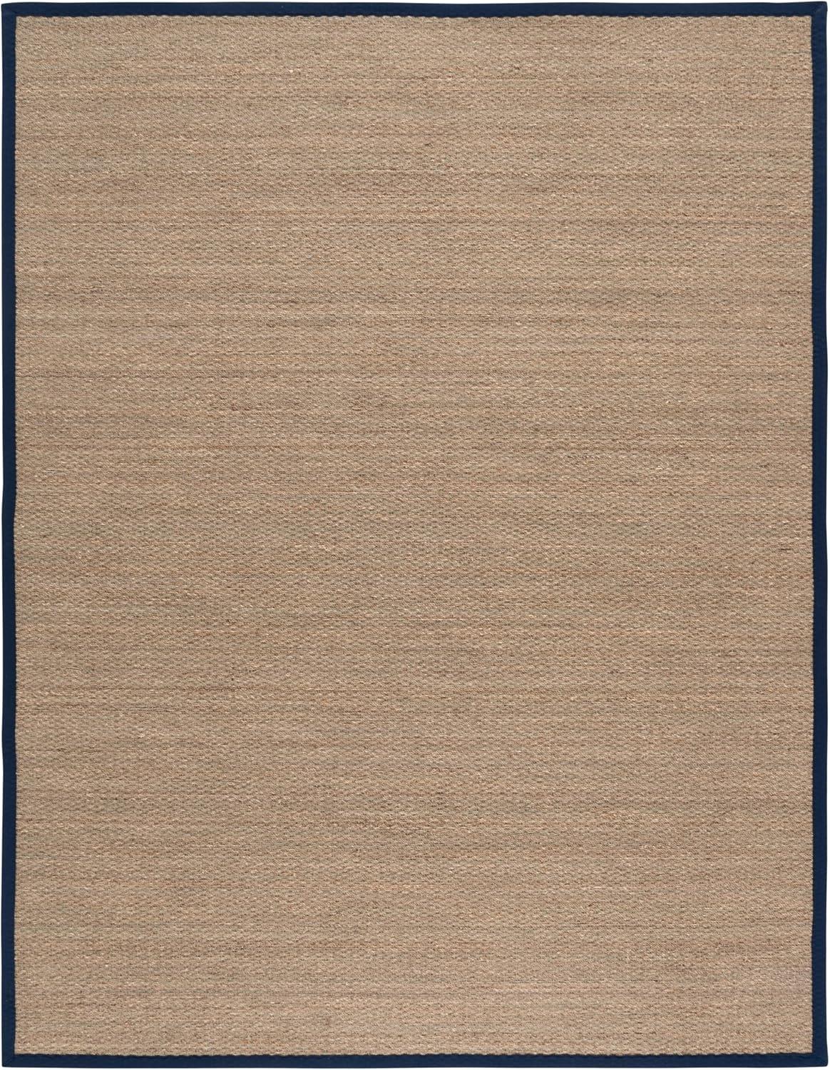 image:imageSAFAVIEH Area Rug 8x10 Natural Fiber Collection Large Natural amp Ivory Seagrass Ideal for Living Room Bedroom Dining Space NF111JNaturalNavy Blue