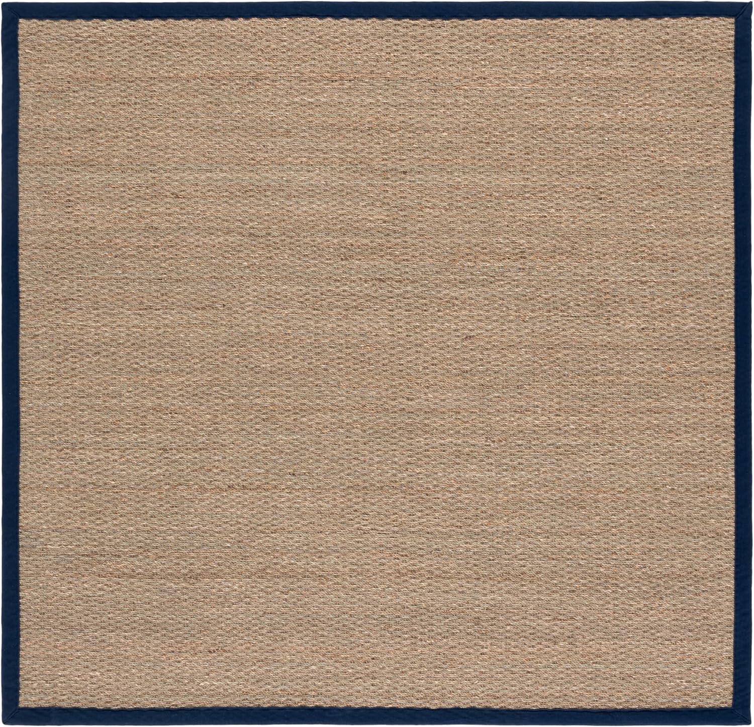 image:imageSAFAVIEH Area Rug 8x10 Natural Fiber Collection Large Natural amp Ivory Seagrass Ideal for Living Room Bedroom Dining Space NF111JNaturalNavy Blue